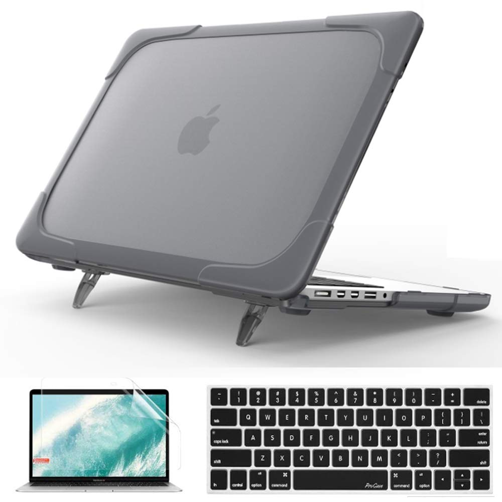 QYiD MacBook Pro 13 Retina Case for A1502 & A1425 Models (2012-2015) - 2-in-1 Heavy Duty Shockproof Matte Protective Cover with Keyboard Protector & Screen Protector - Perfect for Work, Travel and Daily Use - Gray