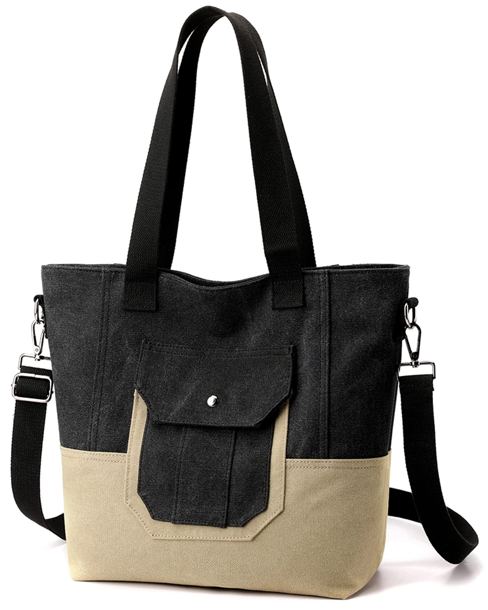 Stylish Canvas Tote Bag for Women - Small Zippered Shoulder Hobo Purse - Perfect for Shopping, Travel & Work (Office, Beach, Daily Commute)