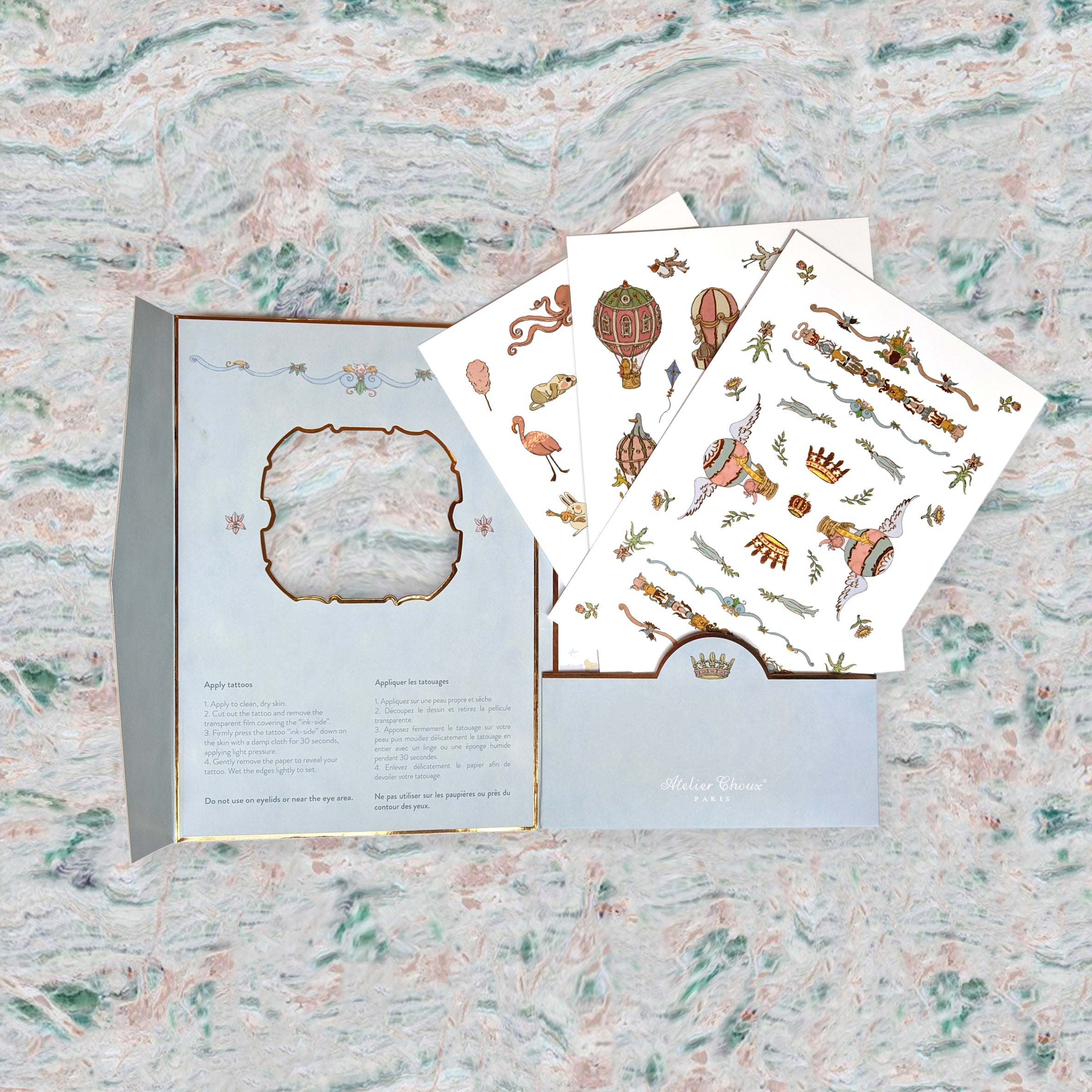 Atelier Choux Luxury Gold Foil Temporary Tattoos - Elegant Body Art for Parties, Weddings & Special Events
