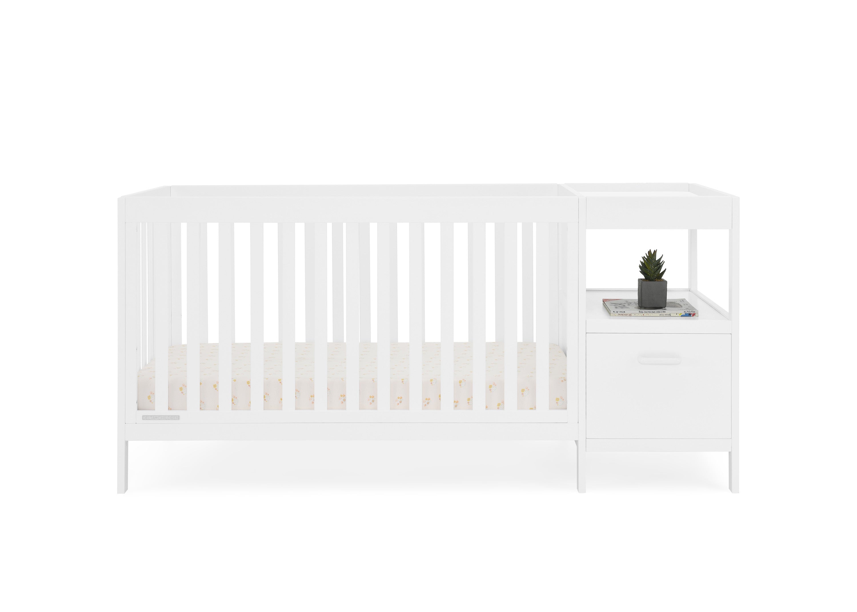 Alice 5-in-1 Convertible Baby Crib with Changing Table - Nursery Furniture for Newborn to Toddler - Perfect for Small Spaces & Modern Nurseries
