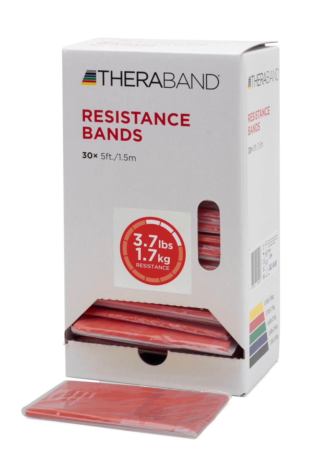 THERABAND Resistance Bands - 5 Foot Professional Latex Exercise Bands (30 Count) for Upper & Lower Body Workouts, Physical Therapy, Pilates, Home Fitness & Rehabilitation - Medium Red (Beginner Level 3) - Perfect for Home Gym, Yoga, Strength Training & Post-Injury Recovery