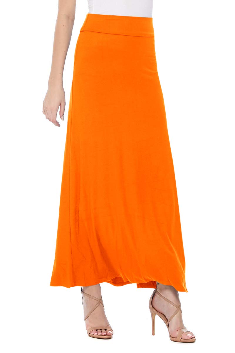 FashionJOA Women's Stretchy Flowy Maxi Skirt with Elastic Waistband - Comfortable & Stylish Summer Long Skirt for Beach, Vacation, or Casual Outfits