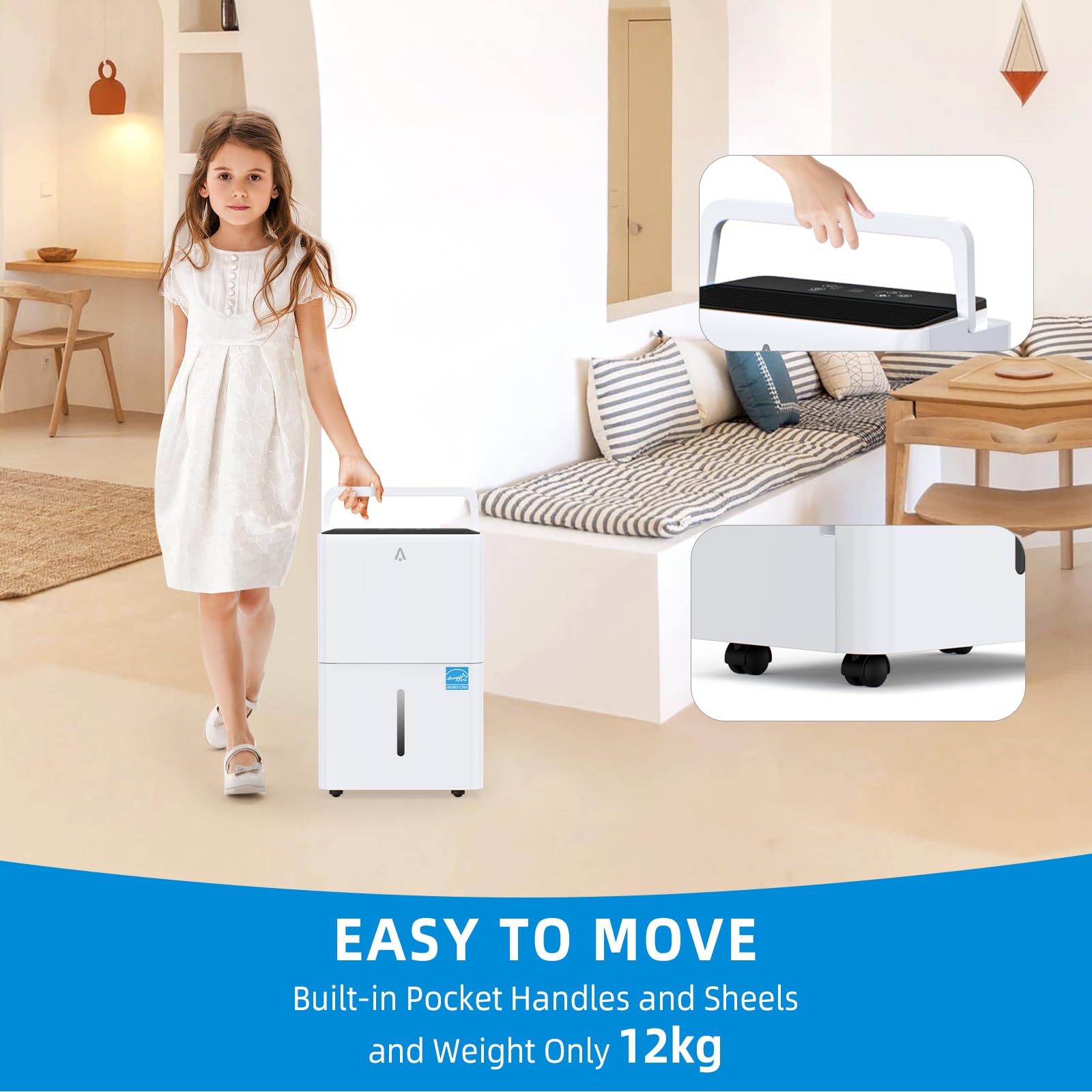 GARVEE 32 Pints Portable Dehumidifier for Basement & Large Rooms up to 3,000 Sq.Ft - Smart Home Dehumidifier with Built-in Pump, Drain Hose, Auto Shut Off - Ultra Quiet 24 Hour Timer - Perfect for Damp Basements, Bedrooms, Closets and RV Use