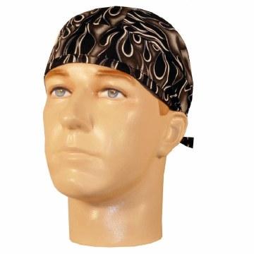 Classic Skull Cap with Grey Hot Rod Flames - Vintage Style Men's Hat for Motorcycle Riding, Car Shows & Outdoor Activities