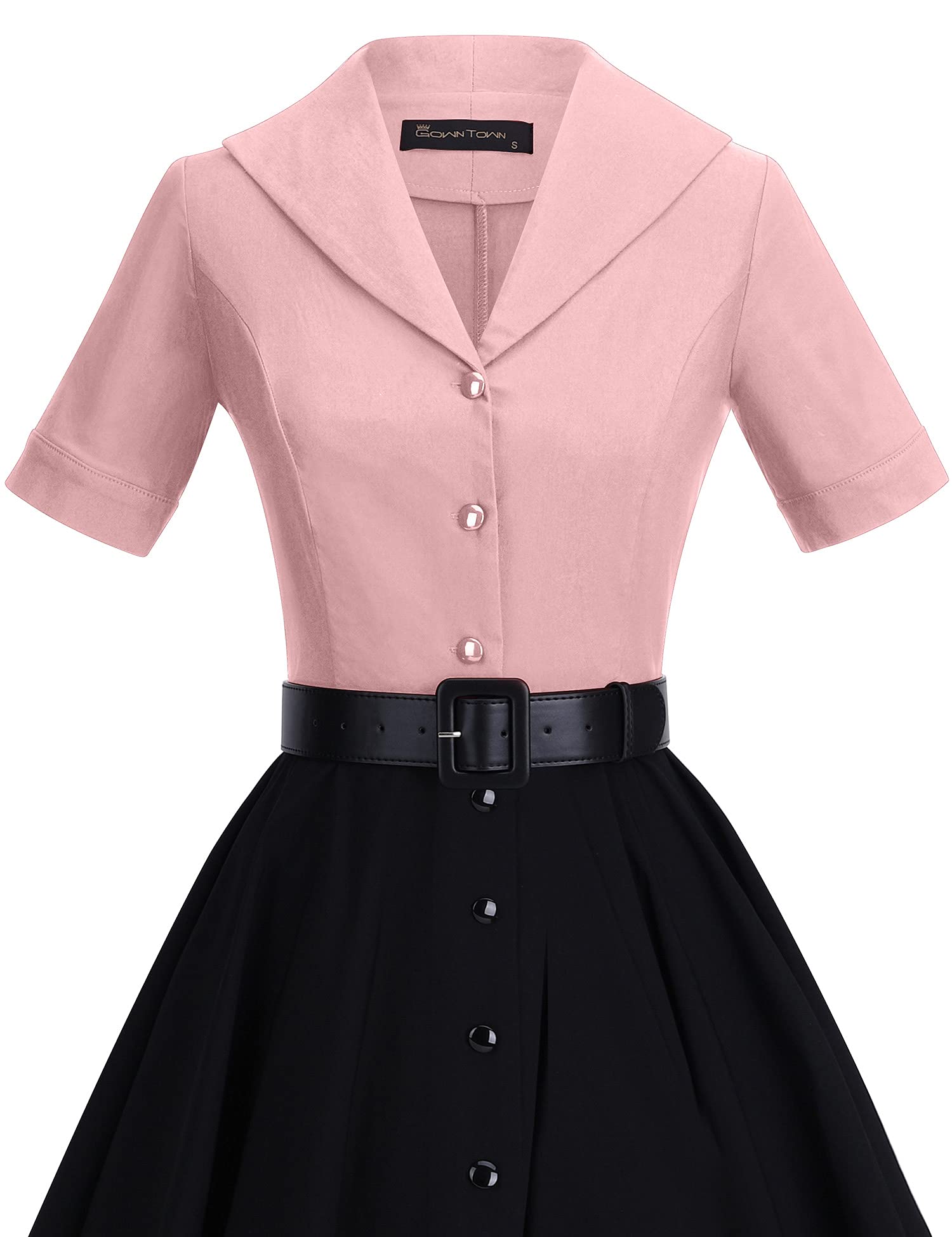 GownTown 1950s Vintage Women's Midi Shirt Dress with Belt - Elegant Cocktail Party Dress for Women, Perfect for Office, Date Night & Special Occasions