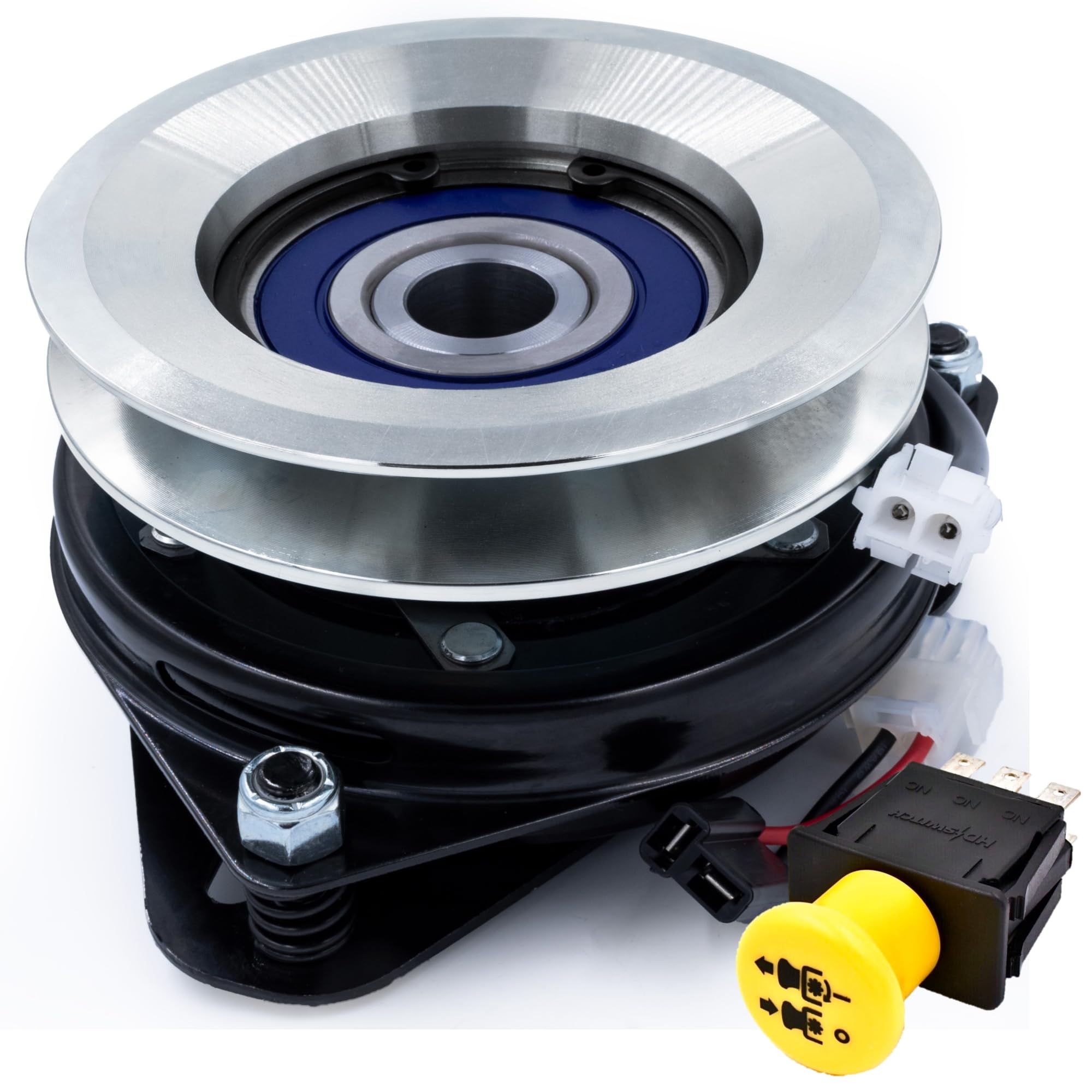 HD Switch BIGBearing HiTorque 110ftlb (OEM 95) PTO Clutch 583389701 & 10AMP Switch 179333 180505 532180505 539110076 539110417 539133076 - Compatible with Husqvarna, Craftsman, Jonsered, AYP, Poulan Pro, RedMax, Ogura - Perfect for Lawn Mowers, Tractors & Outdoor Power Equipment
