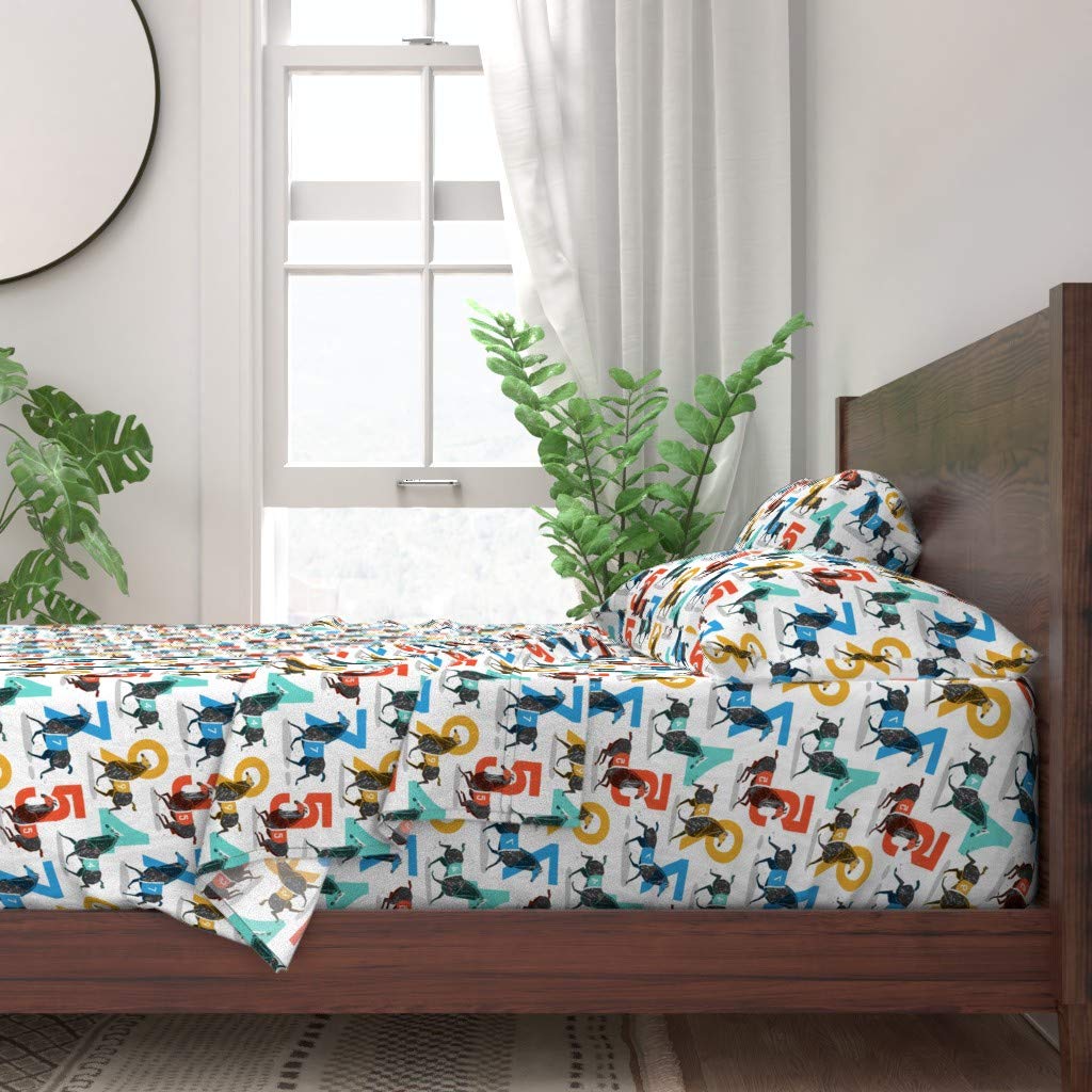 Premium 100% Cotton Twin 3-Piece Bed Sheet Set with Race Horse Print - Soft Breathable Custom Bedding for Kids & Adults - Perfect for Horse Lovers' Bedroom Decor, Dorm Room Essentials or Themed Gift Idea