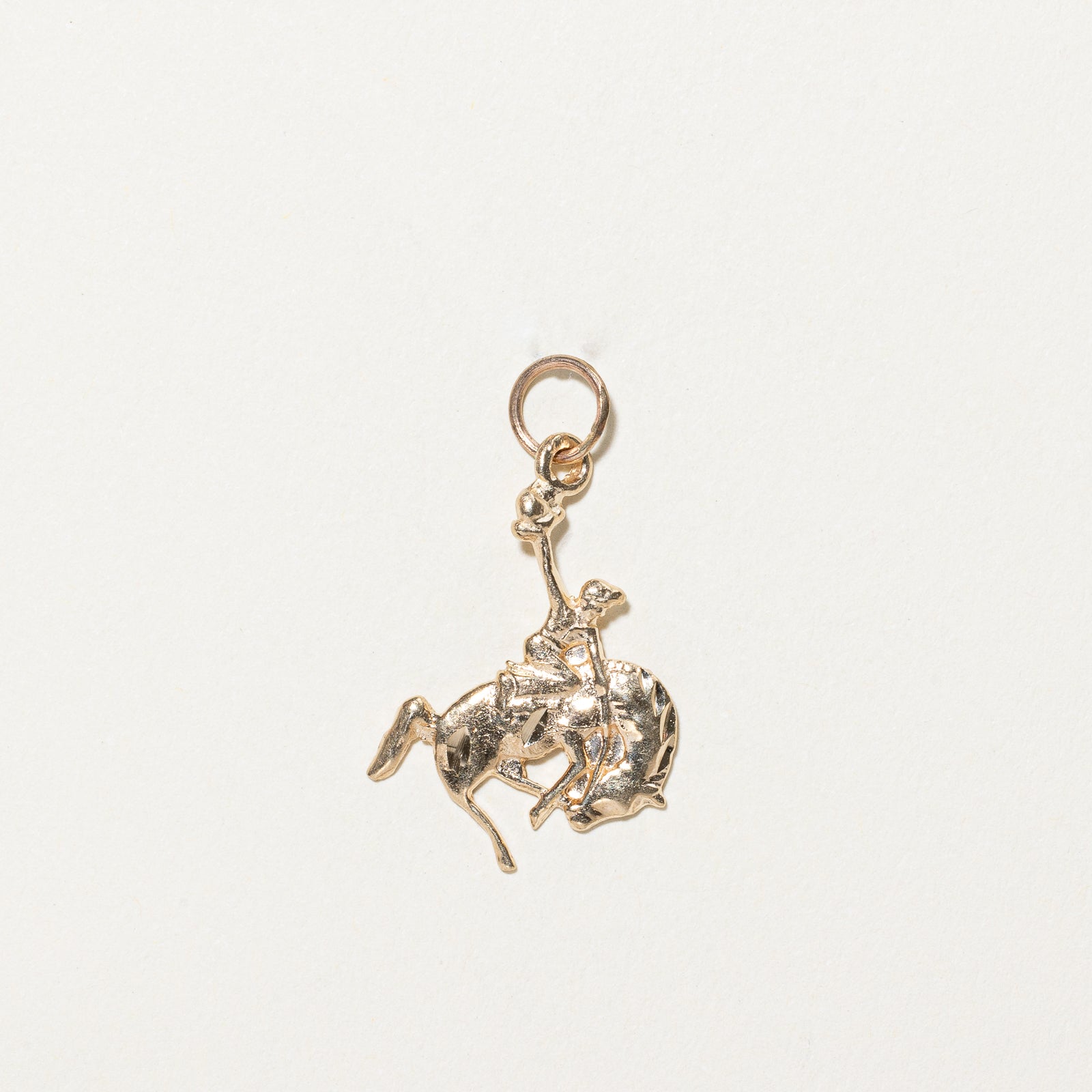 10K Yellow Gold Horse Jockey Charm Pendant - Elegant Equestrian Jewelry for Necklace, Gift for Horse Lovers & Riders - Perfect for Racing Events, Birthday & Anniversary Gifts