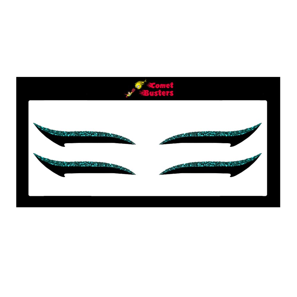 Comet Busters Glitter Teal Eyeliner Stickers (EYE036) - Waterproof Eye Makeup Decals for Parties, Halloween & Cosplay