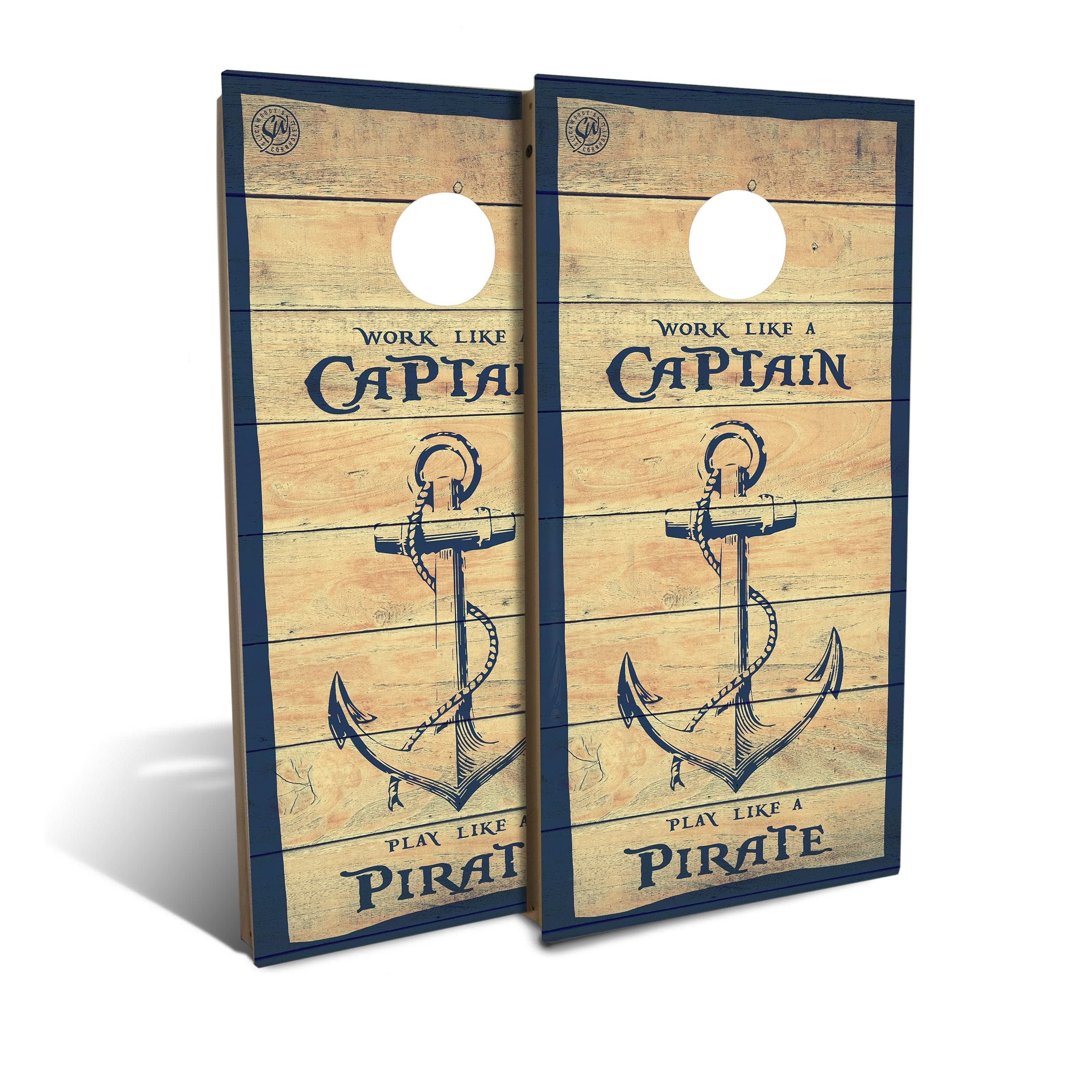 Captain Pirate Cornhole Board Set with 8 Bags - Premium Outdoor Tossing Game for Backyard, Beach, and Tailgate Parties - Fun Lawn Games for Adults and Kids