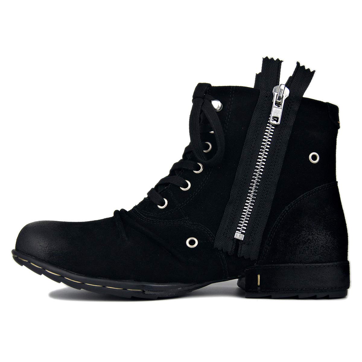 OSSTONE Men's Fashion Leather Chukka Boots - Zipper-Up Motorcycle Boots, Casual Shoes OS-5008-8-US - Perfect for Riding, Outdoor Adventures & Everyday Wear