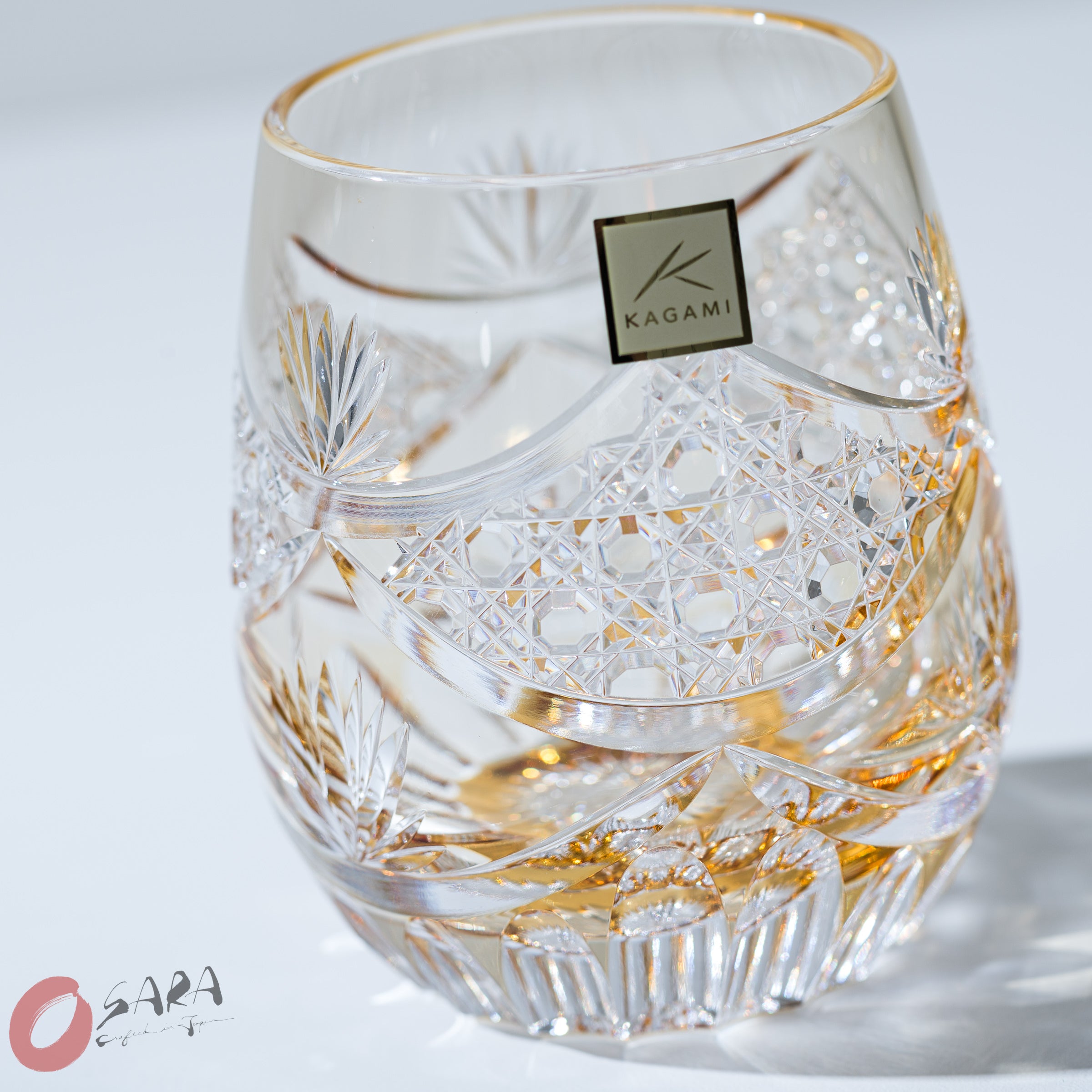 Premium KAGAMI Crystal Whiskey Glasses - Evening Calm Design, Elegant Japanese Cut Glass Tumblers for Scotch, Bourbon & Cocktails - Perfect for Home Bars, Dinner Parties & Gift Giving