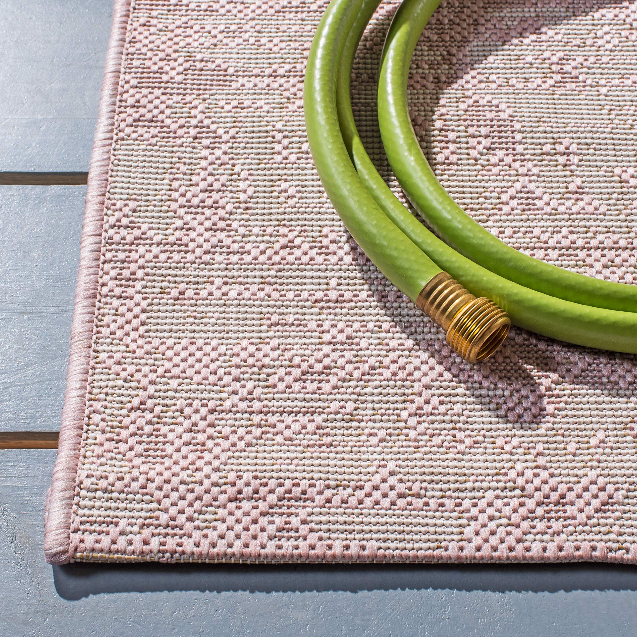 SAFAVIEH Courtyard Collection 9' x 12' Pink & Ivory Indoor Outdoor Rug - Waterproof, Easy Clean, Non-Slip Backing for Patio, Backyard, Mudroom, Deck, Poolside (CY8452)