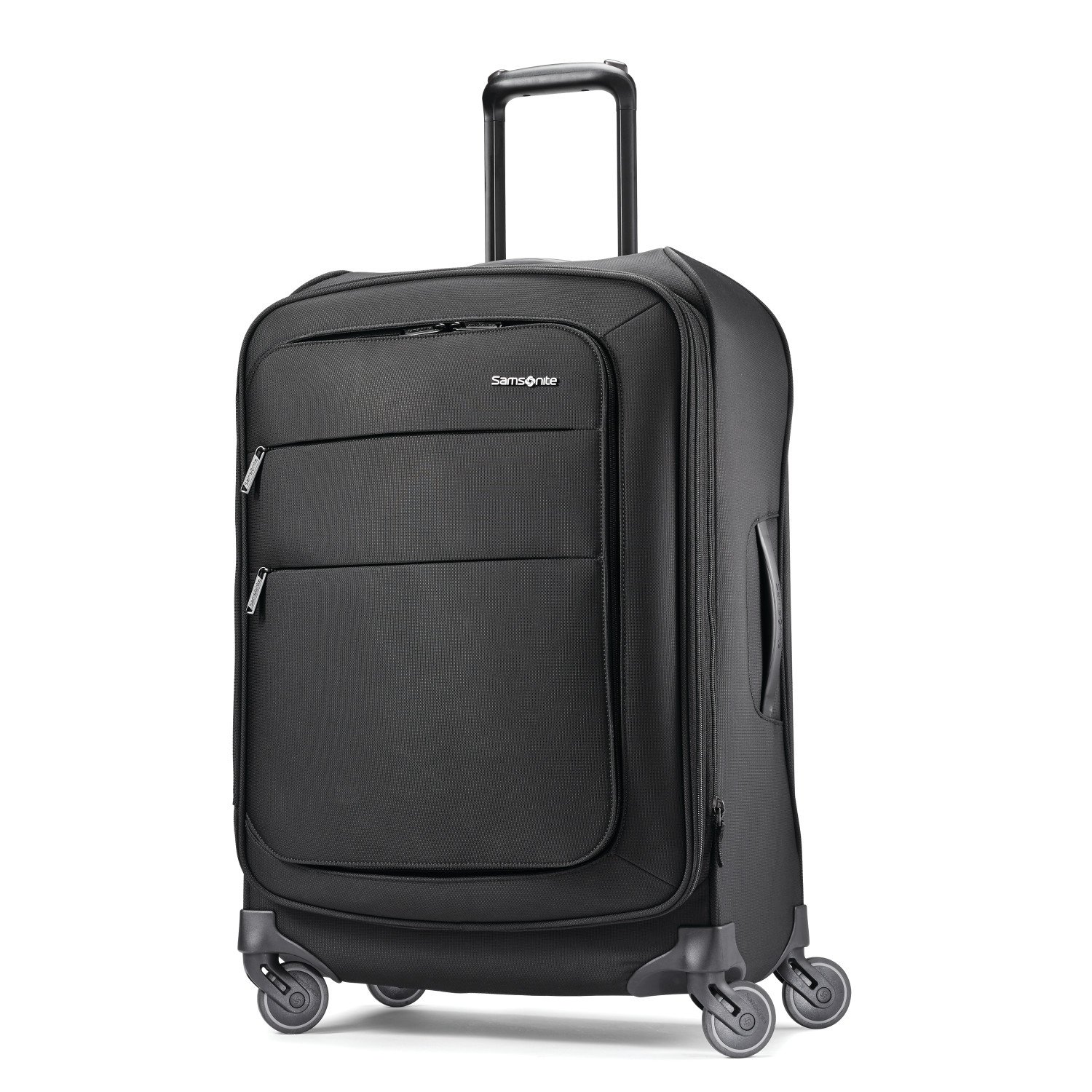 Samsonite Flexis Softside Expandable Luggage with 360° Spinner Wheels, Jet Black, 25-Inch Checked-Medium Suitcase for Travel, Business Trips & Vacations
