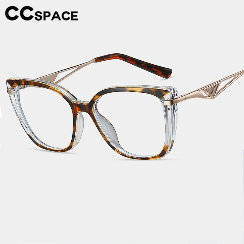 CCspace Women's Full Rim Square Cat Eye Titanium Eyeglasses Frame - Lightweight TR90 Material for All-Day Comfort - Perfect for Office, Reading & Fashion Accessories