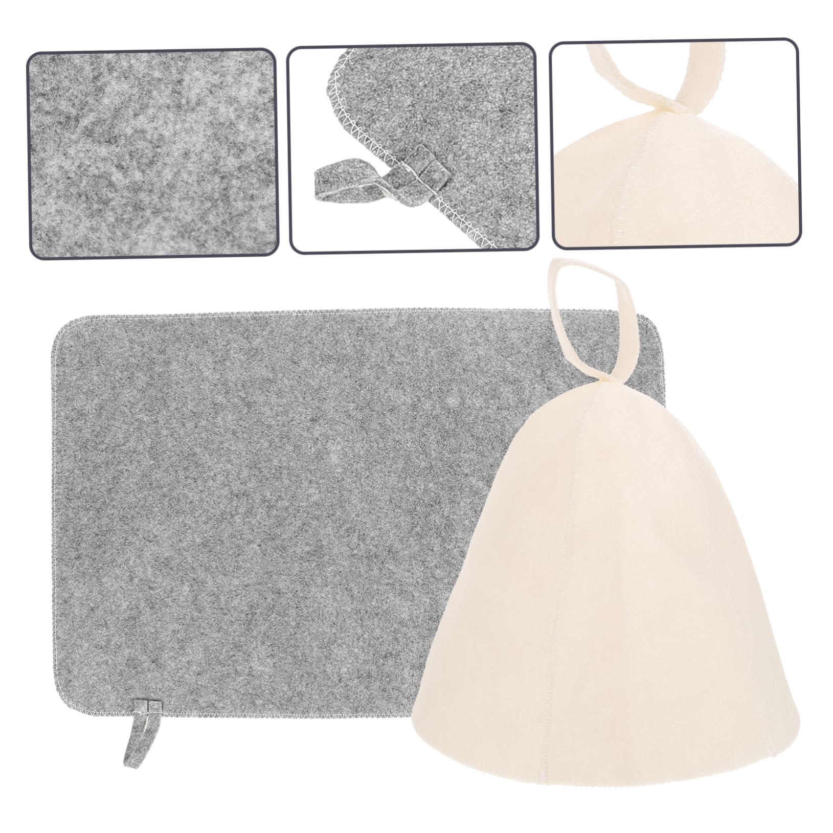 HOMSFOU Thickened Sauna Hat Set - Absorbent Felt Bath & Sauna Cap for Spa, Yoga, Hot Tub - Home Sauna Accessories for Women & Men - Soft & Comfortable Sauna Blanket Alternative