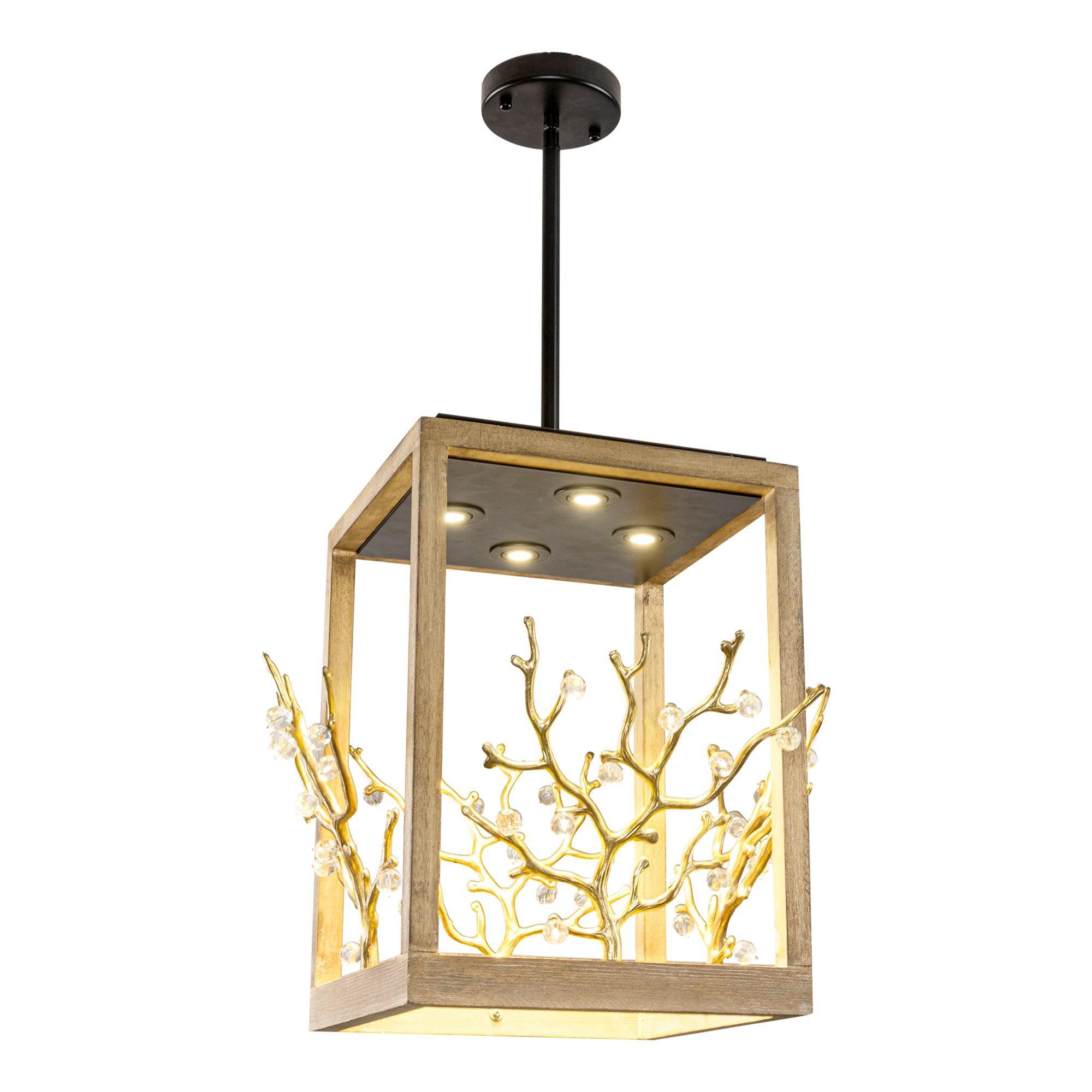 Modern 4-Light Branch Chandelier - Elegant Pendant Lighting Fixture for Dining Room, Living Room, or Bedroom Ceiling Decor