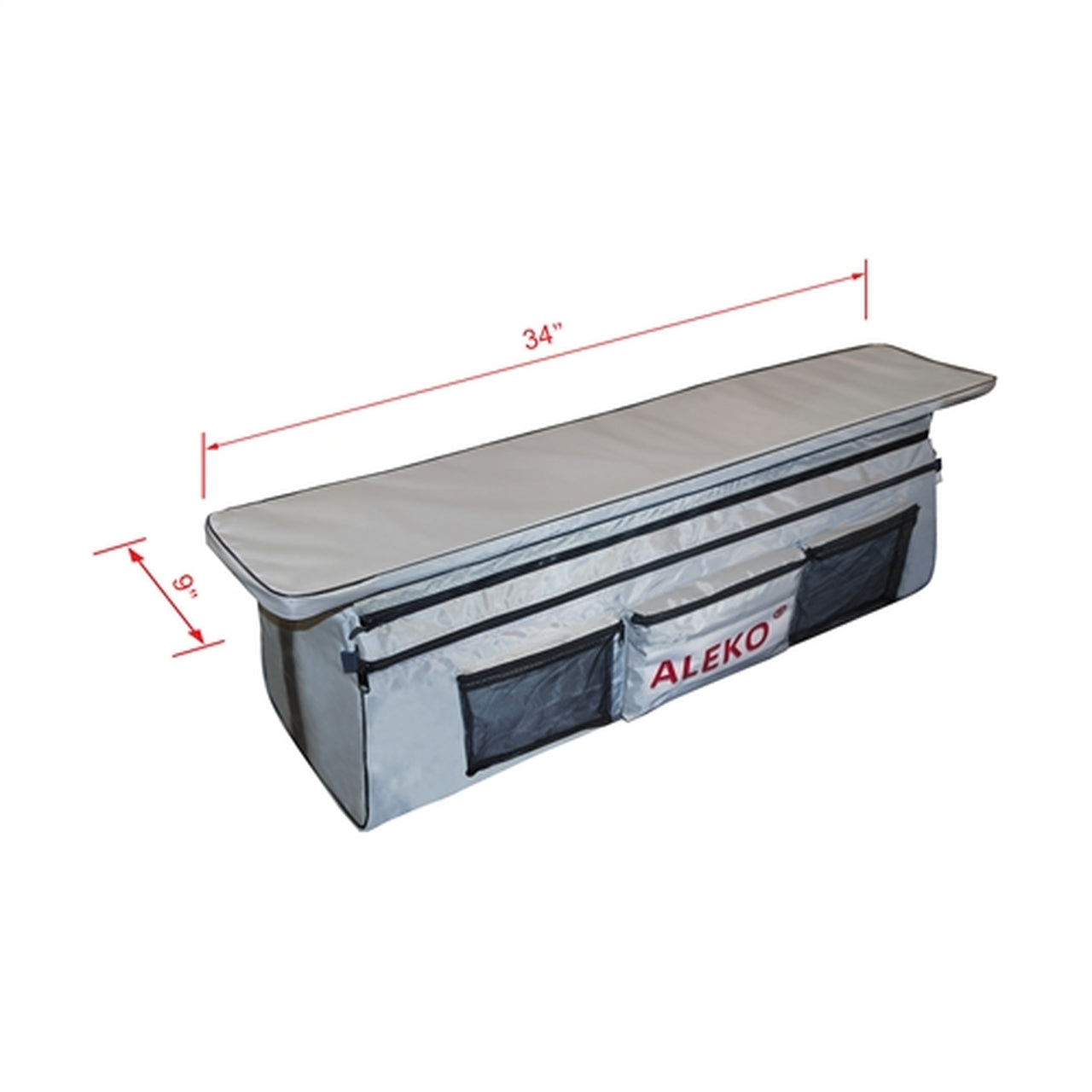 Aleko Boats Waterproof Inflatable Boat Seat Cushion with Storage Bag & Pockets - 34x9 Inches, Gray - Perfect for Fishing, Kayaking & Boating Comfort