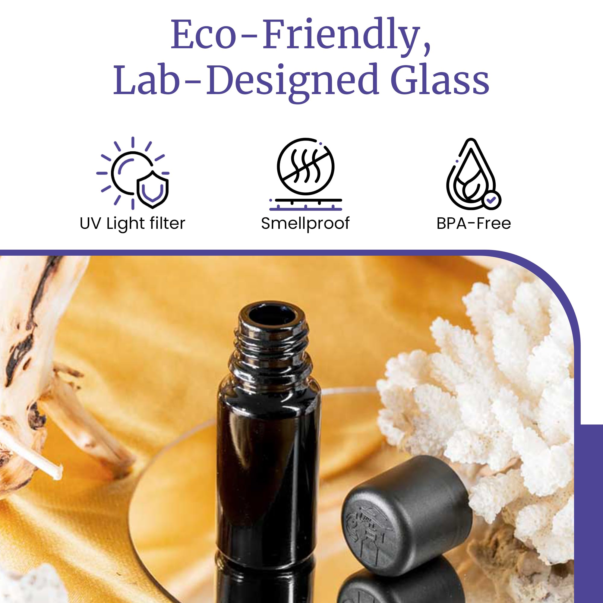 Infinity Jars Black UV Glass Bottles 15ml (0.5oz) - 3-Pack Airtight Refillable Containers with Screw Top for Essential Oils, Coffee, Spices & Perfumes | Perfect for Kitchen Pantry Organization, DIY Beauty Products & Aromatherapy Storage