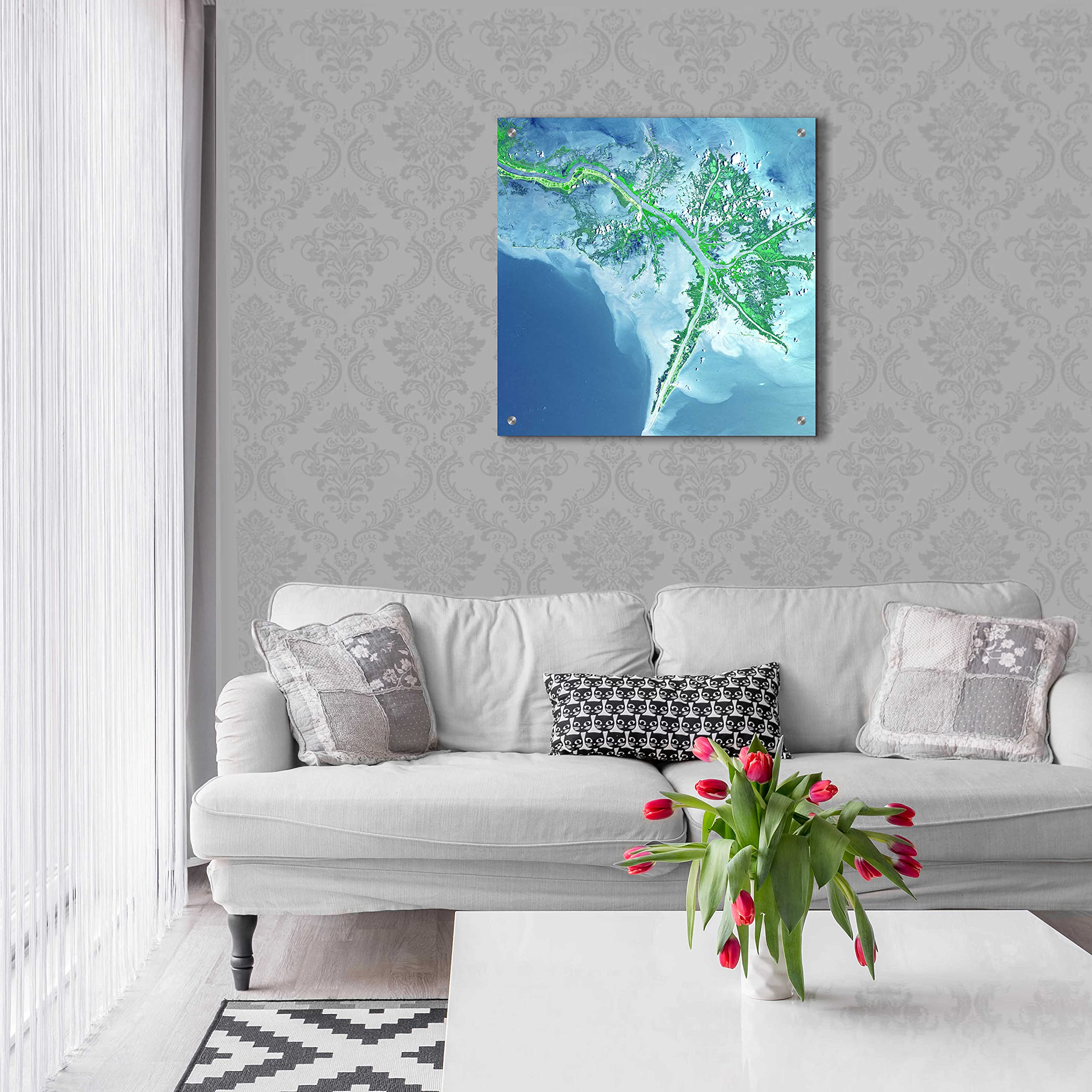 Epic Art 'Earth as Art: Mississippi River Delta' Acrylic Glass Wall Art - 24x24 Inch Modern Home Decor - Perfect for Living Room, Bedroom & Office Wall Decor