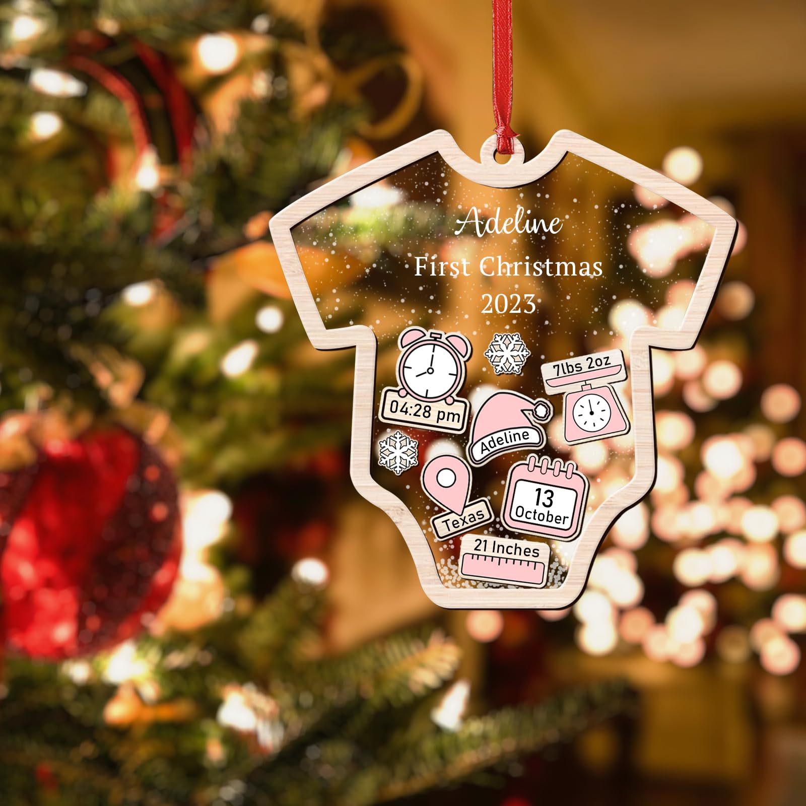 Personalized Baby's First Christmas Ornament 2023 - Custom Name Keepsake Gift for Newborn Baby Girl or Boy - Perfect for Baby's First Christmas Tree Decoration & Holiday Memory Keepsake