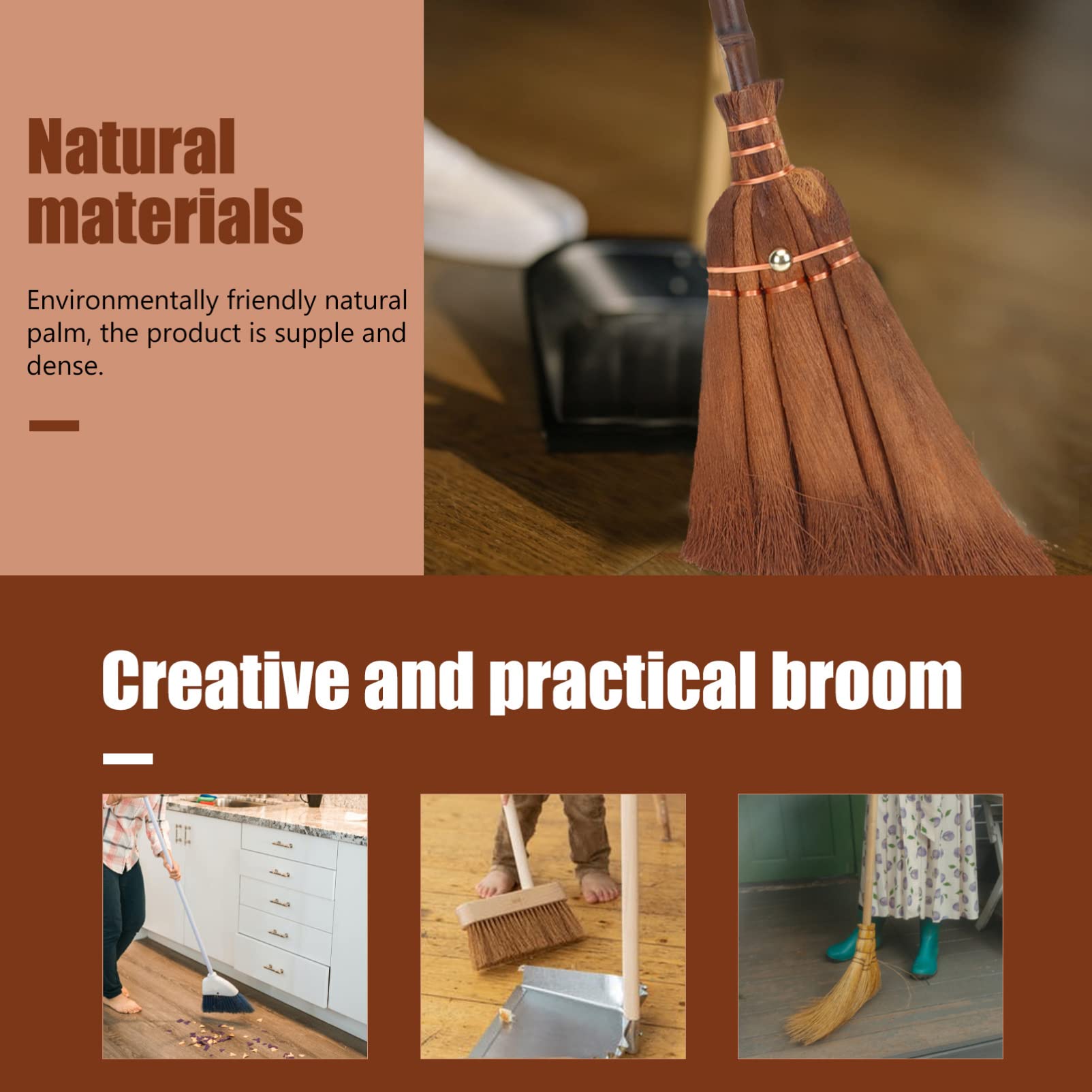 Eco-Friendly Straw Broom for Floor Cleaning | Handmade Braided Small Broom | Household Cleaning Supplies | Perfect for Hardwood Floors, Patios & Tight Spaces