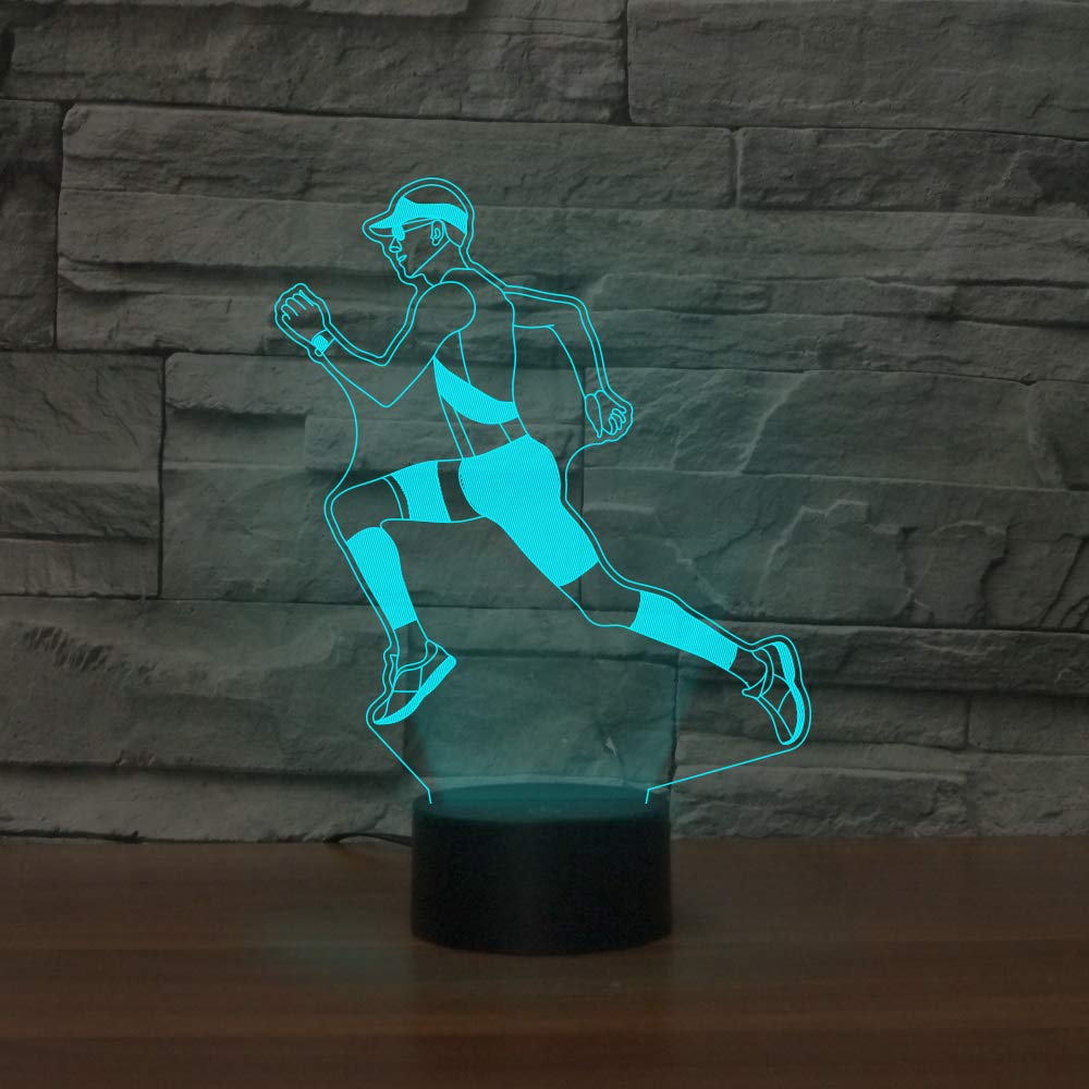 3D Running Sport LED Night Light - Touch Switch Table Lamp with 7 Color Changing Modes, Optical Illusion Decor for Kids Room, Bedside, Office Desk - Perfect Gift for Christmas, Birthday & Home Decor