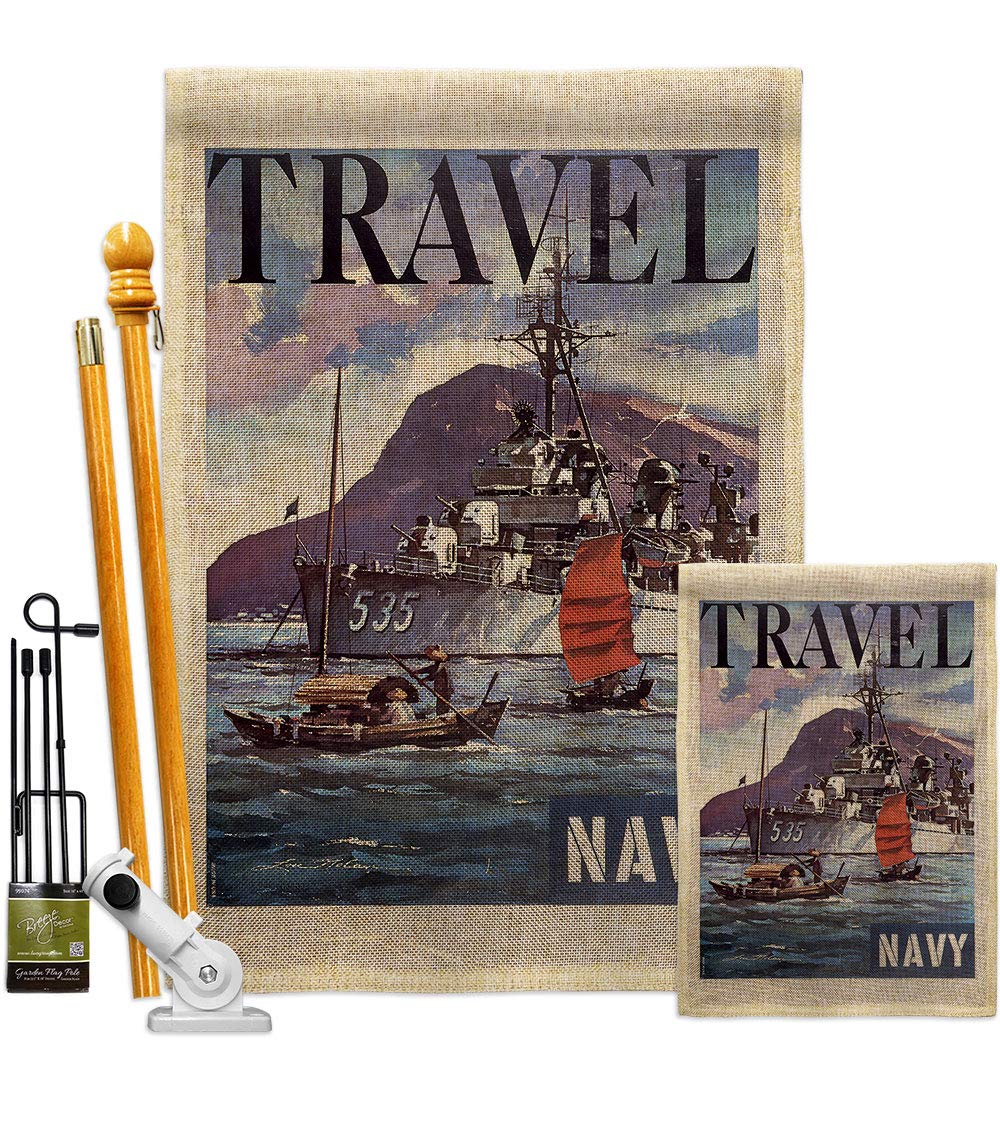 US Navy Seabee Garden House Flags Kit - Double-Sided 28x40 Inch Military Yard Banner - Patriotic Armed Forces Decorative Gift for Veterans & Retirees - Made in USA | Perfect for Memorial Day, Veterans Day & Front Yard Displays