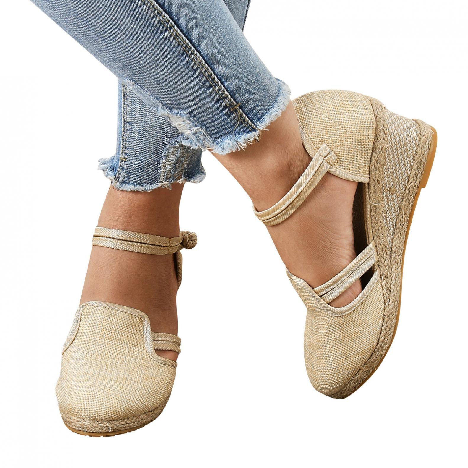 Gibobby Women's Wide Width Sandals - Closed Toe Ankle Strap Slingback Summer Casual Platform Espadrilles | Perfect for Beach, Vacation & Everyday Comfort