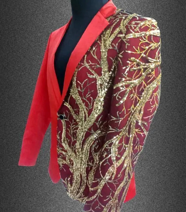 Men's Gold Sequin Blazer Jacket for Formal Events & Evening Parties - Stylish Tuxedo Alternative for Weddings, Prom & Special Occasions