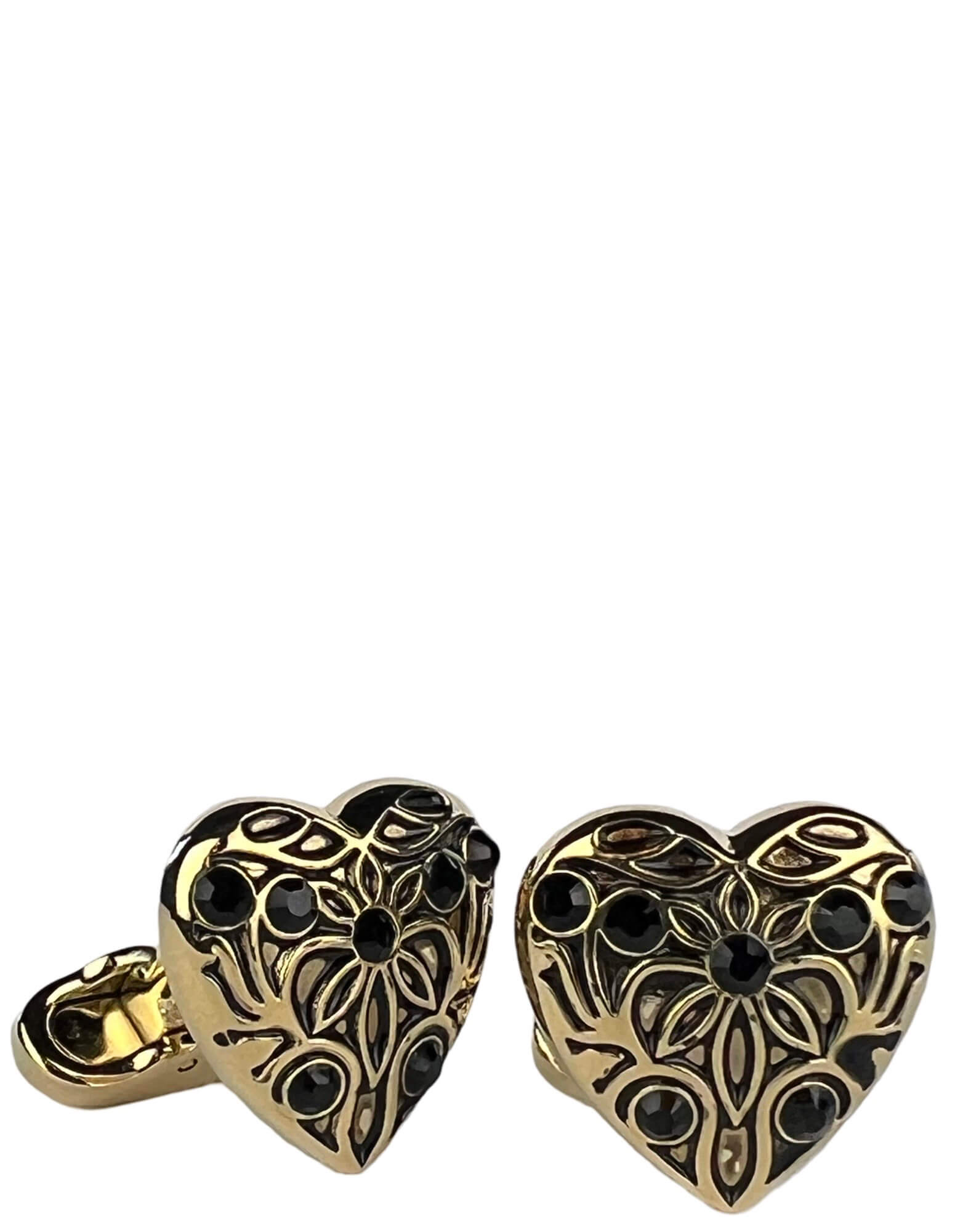 DÉCLIC Diamond Heart Cufflinks for Men - 14K Gold Plated Dress Shirt Accessories - Perfect for Weddings, Prom & Formal Events