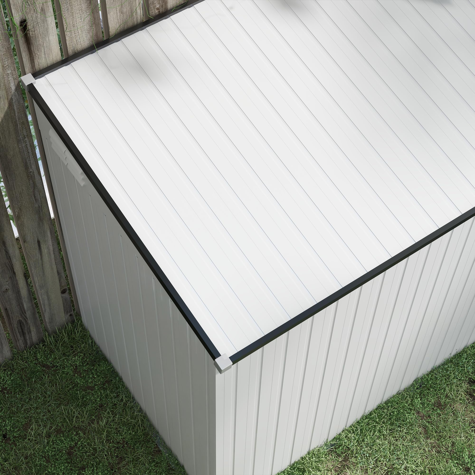 Outsunny 4' x 8' Metal Outdoor Storage Shed with Lockable Door & 2 Air Vents - Lean-to Garden Tool Shed for Backyard, Patio, Lawn - Perfect for Storing Lawn Mowers, Bikes & Seasonal Items (White)