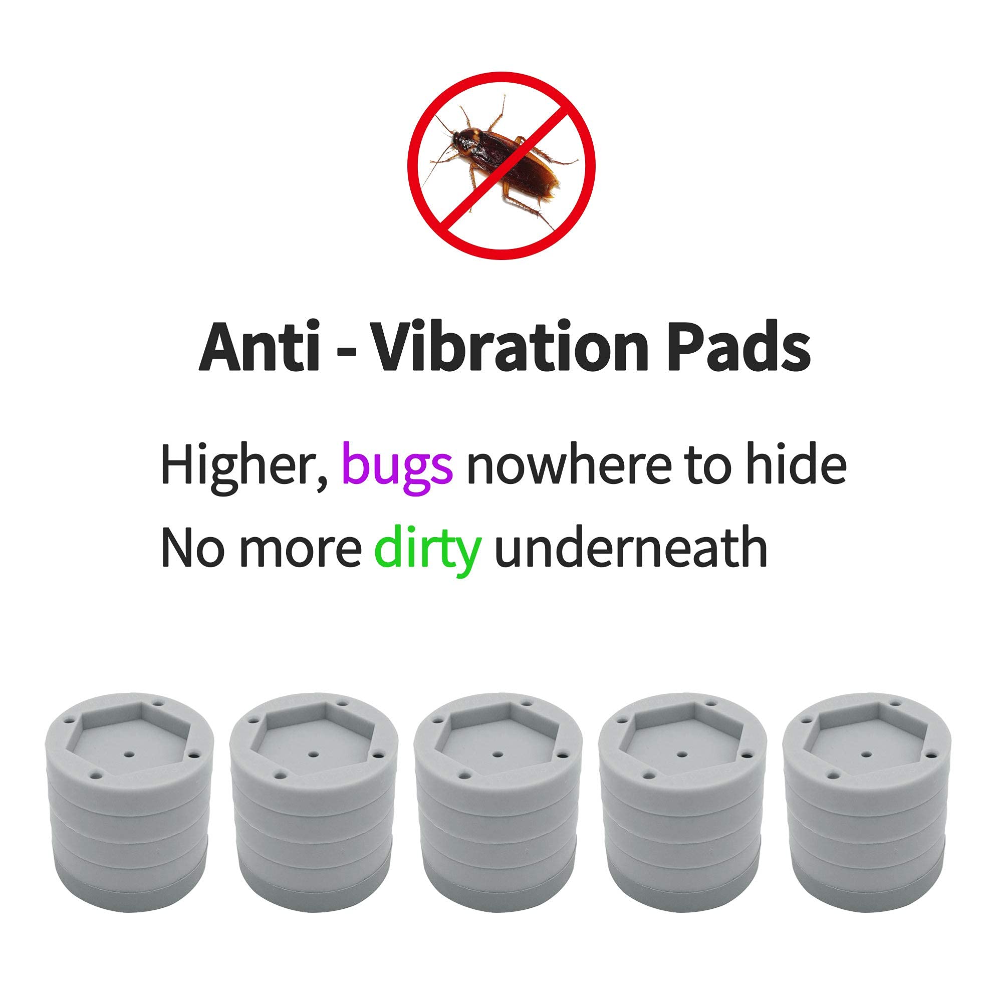 Anti Vibration Pads for Washing Machine - Heavy Duty Noise Reduction & Shock Absorbing Rubber Feet (8 Pack) - Prevent Sliding for Furniture, Appliances & Equipment - Perfect for Home Laundry Room, Basement & Apartment Use