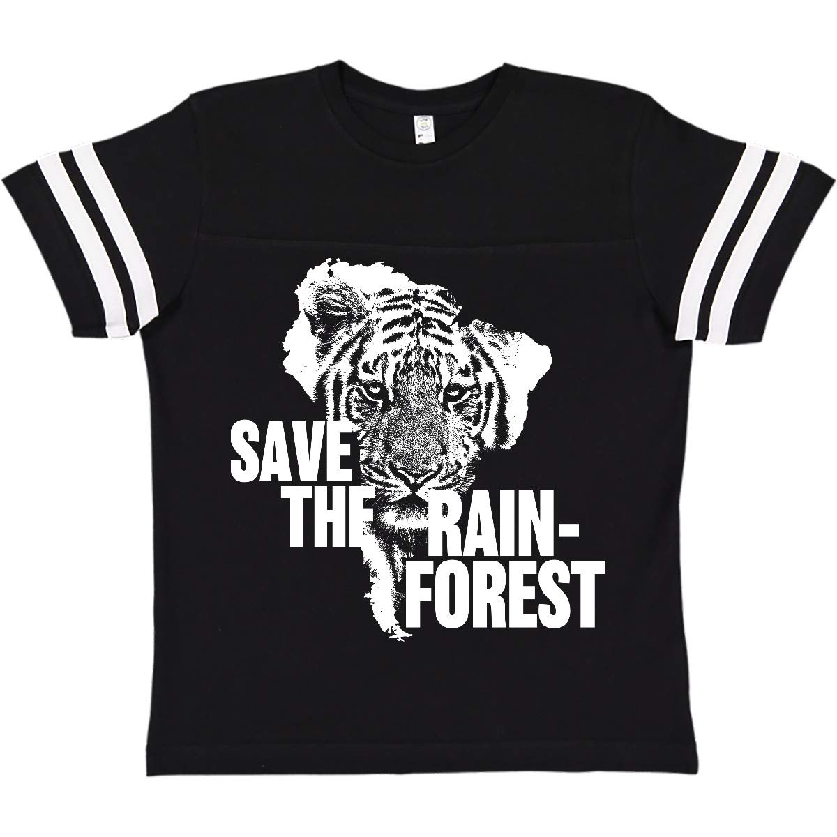 Save The Rainforest Tiger with South America Silhouette Youth T-Shirt | Eco-Friendly Animal Conservation Graphic Tee for Kids | Perfect for Earth Day & Wildlife Awareness Events