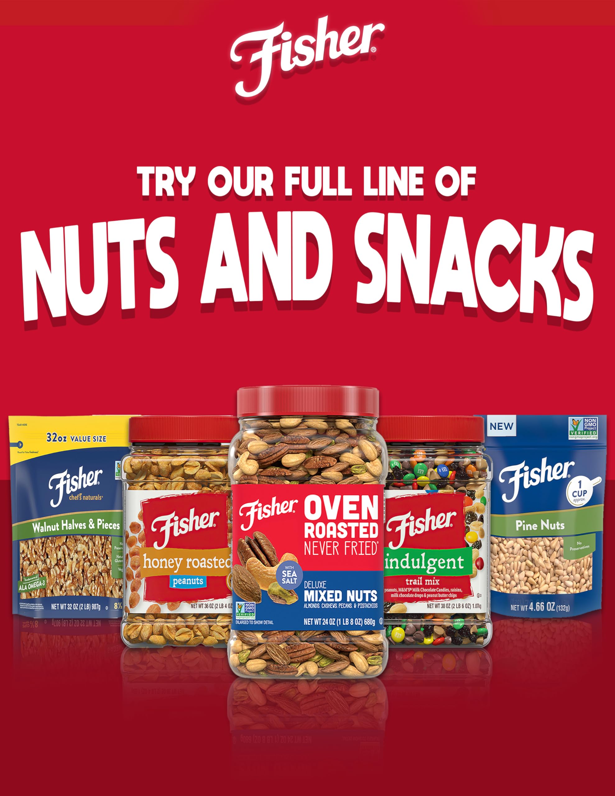 Fisher Snack Summit Trail Mix - 4oz Pack of 6 | Peanuts, Milk Chocolate Candies, Raisins & Cashews | Resealable Pouches | Perfect for Hiking, Camping & Office Snacks