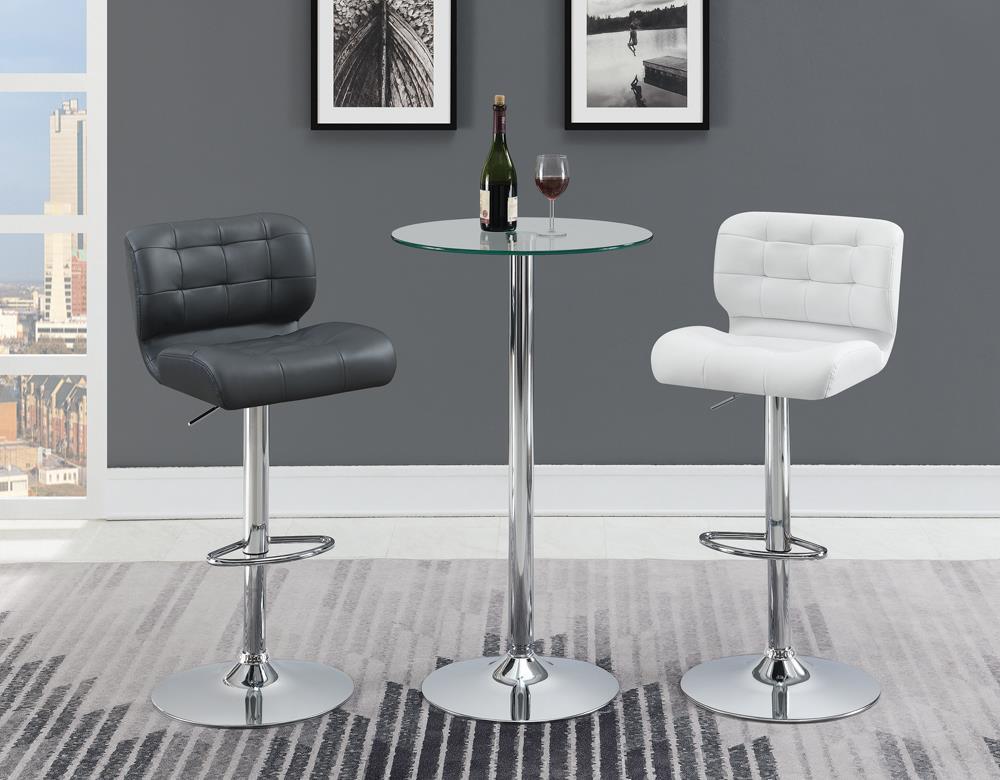 Chrome Round Glass Top Bar Table - Modern & Stylish for Kitchen, Dining Room, or Outdoor Patio