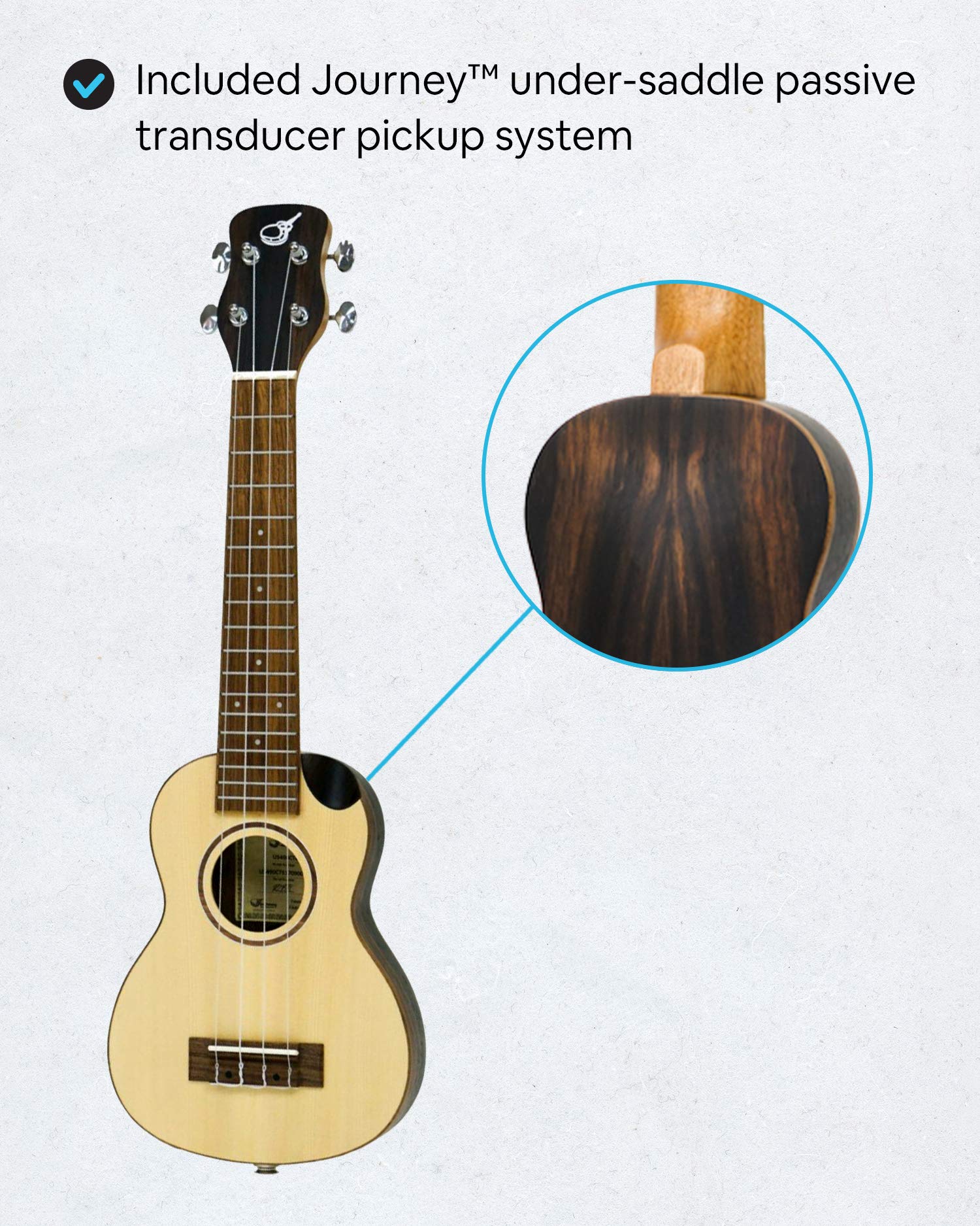 Solid Sitka Travel Ukulele - Premium US490CTE Soprano-Size Ukulele for Travelers | Best Portable Musical Instrument for Road Trips & Camping | Includes Durable Travel Case - Perfect for Beginners, Beach Vacations & Outdoor Adventures