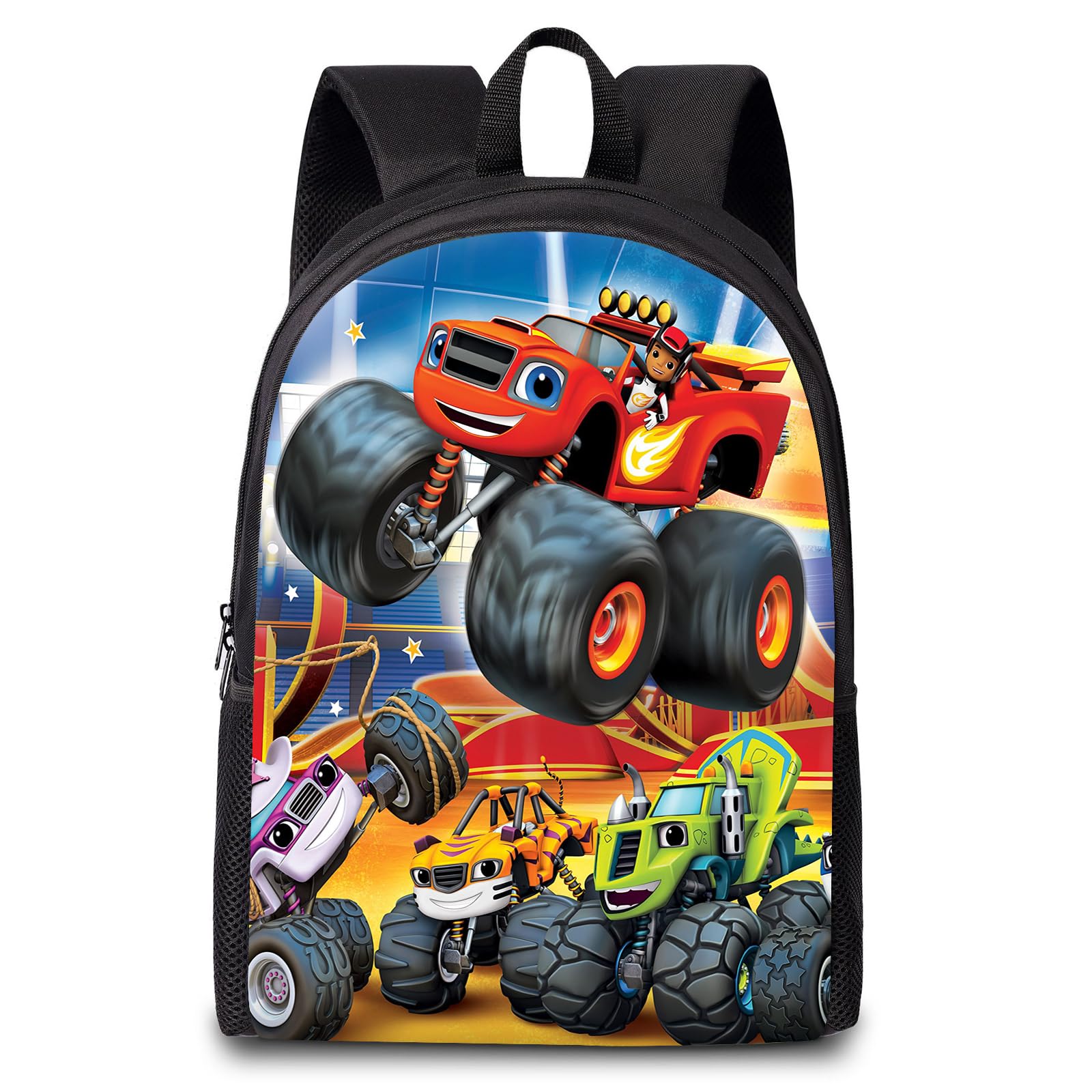 Darlviad 16in Lightweight Waterproof Monster Trucks Backpack - Cartoon Travel Laptop Bag for Kids & Teens | Perfect for School, Travel, and Outdoor Adventures