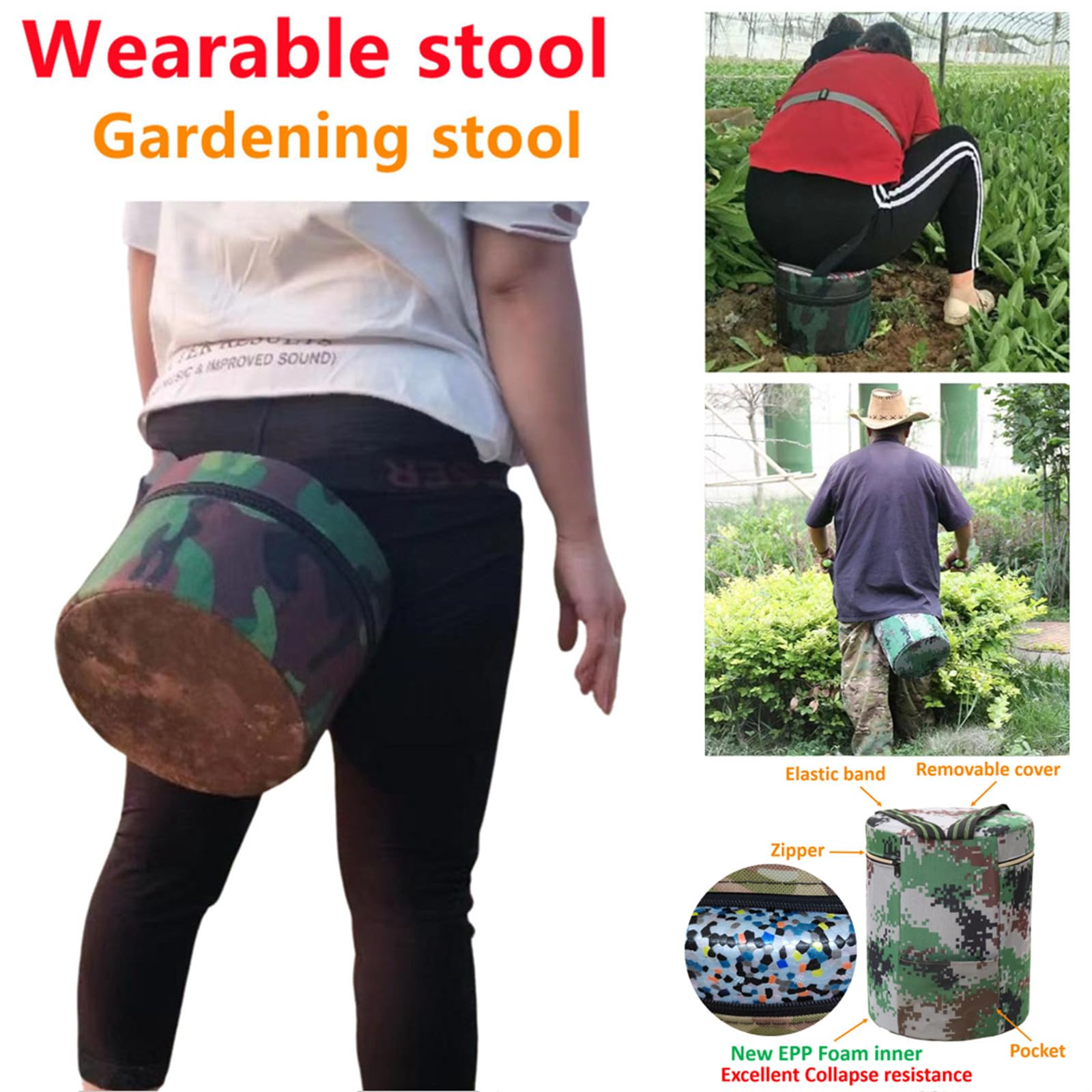 **Portable EPP Foam Garden Stool for Seniors & Women - Lightweight, Anti-Collapse, 9.8