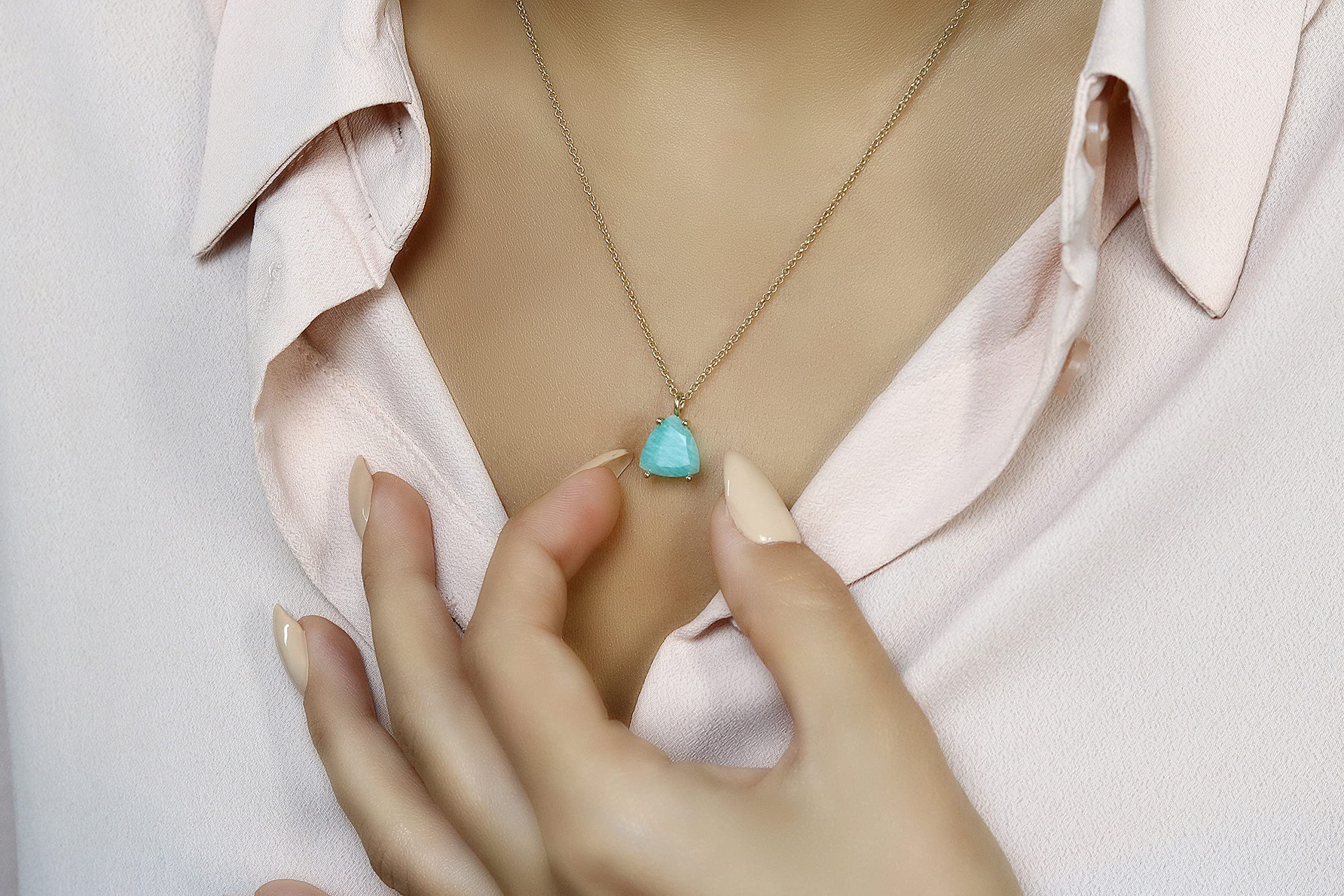 Amazonite Healing Necklace for Women - May Birthstone Gold Jewelry - Elegant Statement Piece for Gifts & Special Occasions