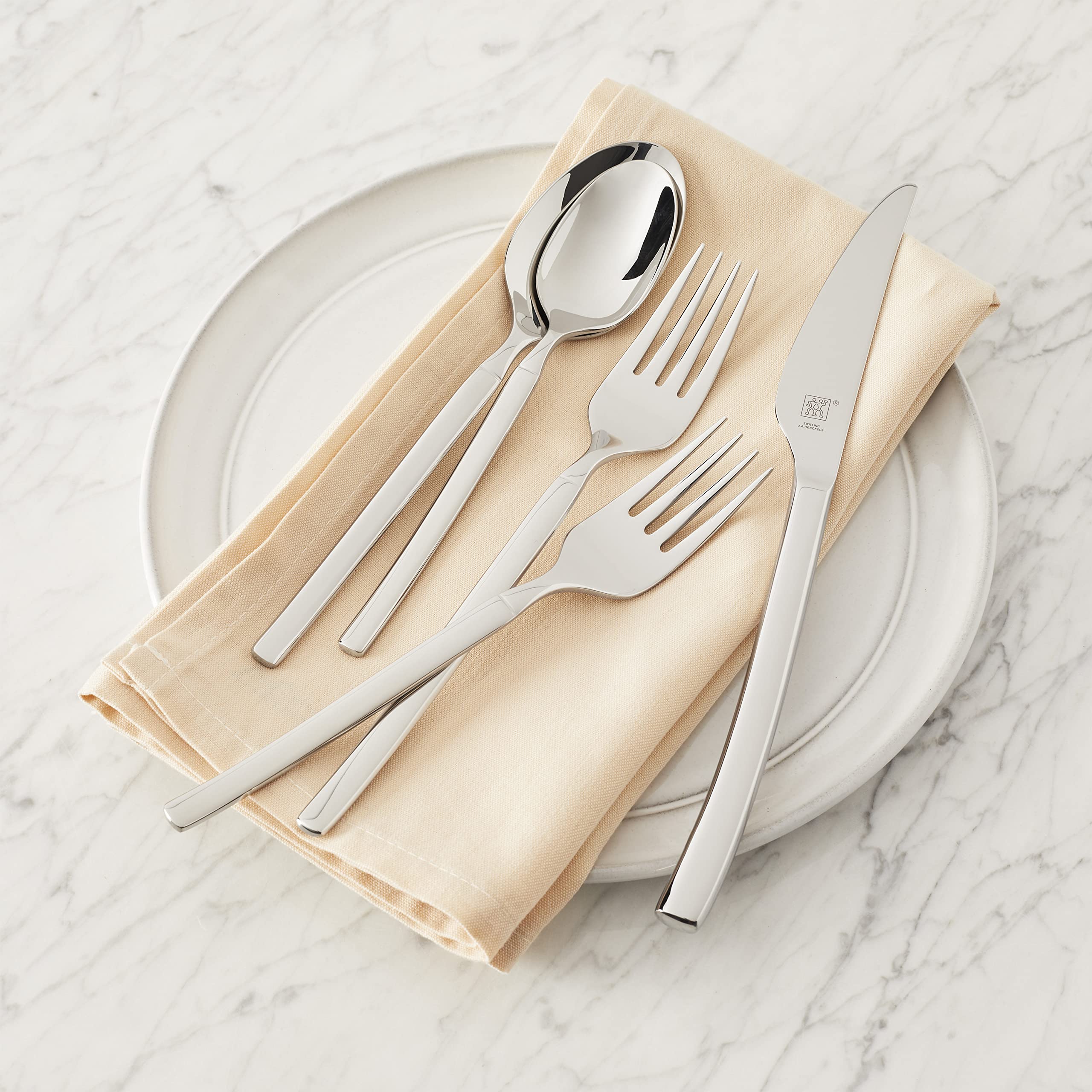 ZWILLING Premier Series Opus 45-Piece Stainless Steel Flatware Set - 300-Year Crafted Special Formula Steel, Dishwasher Safe, Service for 8 - Perfect for Fine Dining, Wedding Gifts & Upscale Entertaining