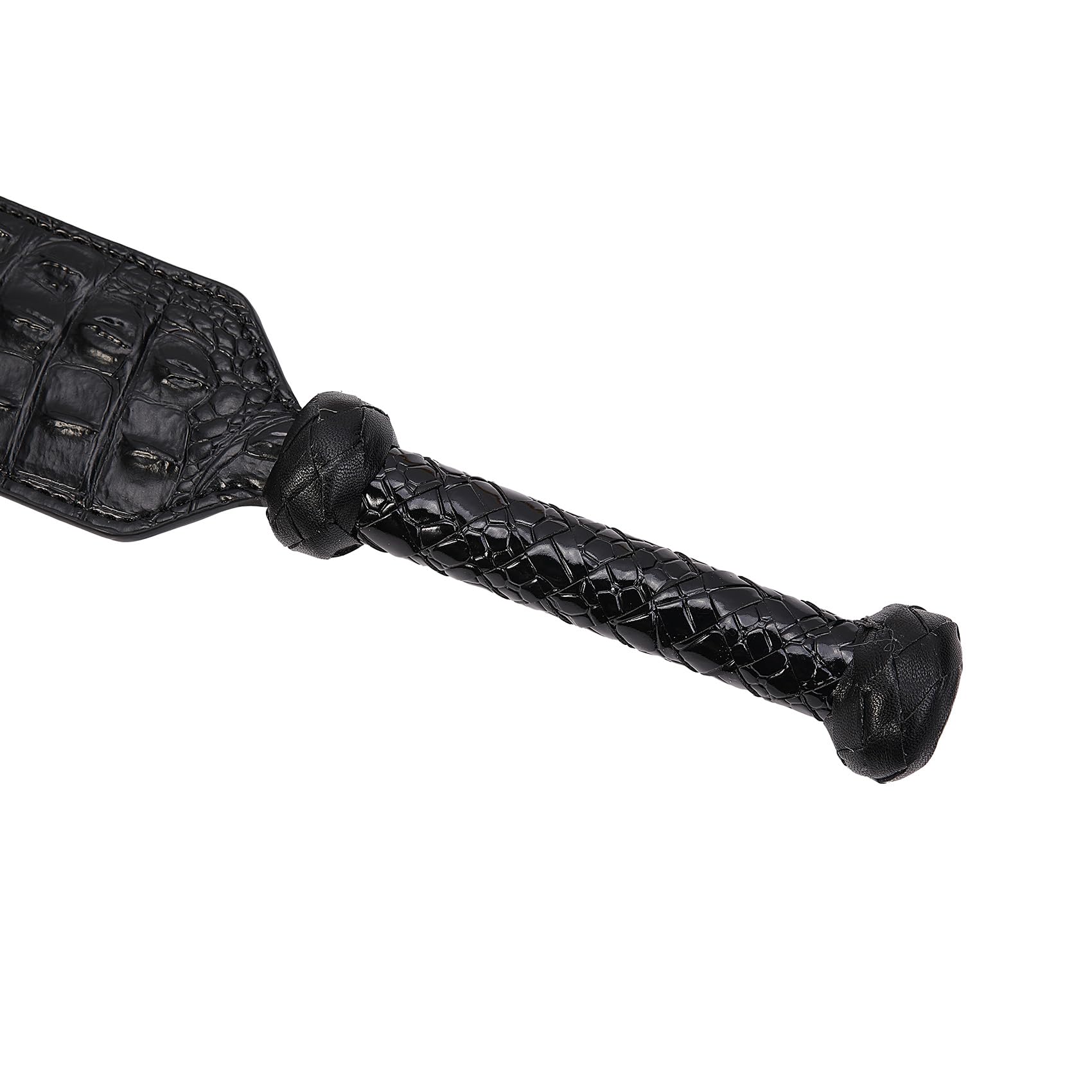 Premium Faux Crocodile Leather Spanking Paddle - 16.3 Inch BDSM Toy for Adults, Black Faux Leather Bondage Paddle Set - Perfect for Couples Play, Spanking Games & Sensual BDSM Scenes