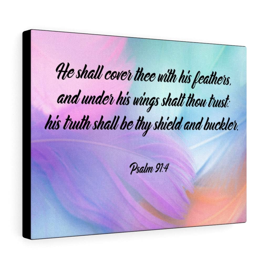 Christian Wall Art - Psalm 91:4 Bible Verse Print 'Under His Wings' - Inspirational Scripture Gift for Home Decor, Church & Office - Ready to Hang Framed Religious Artwork (Perfect for Bedroom, Living Room & Prayer Space)