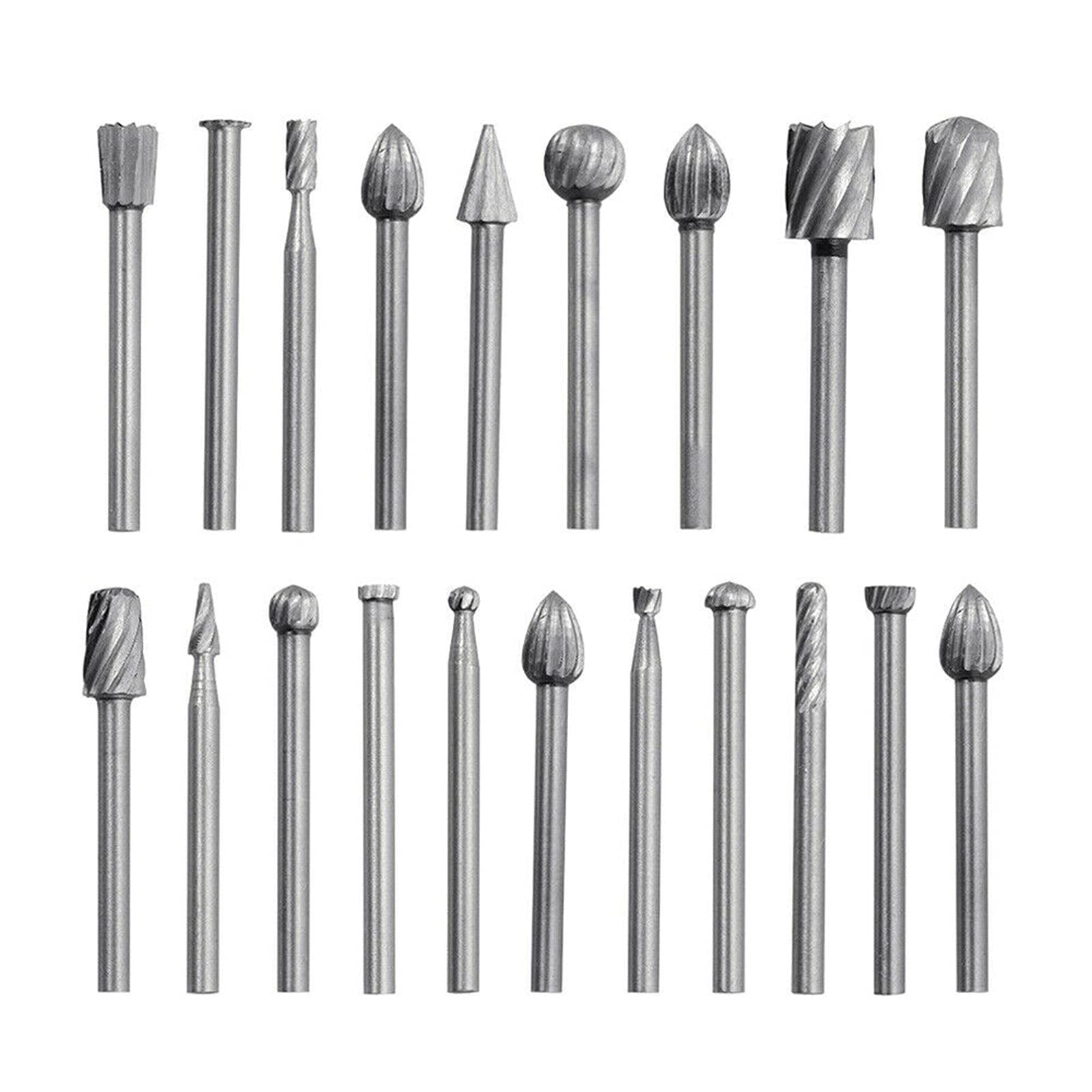 20Pcs Carbide Burr Die Grinder Bits Set - 3mm Shank Rotary Tool Accessories for Metal Wood Carving, Engraving & Polishing - Perfect for DIY Crafts, Jewelry Making & Automotive Repair