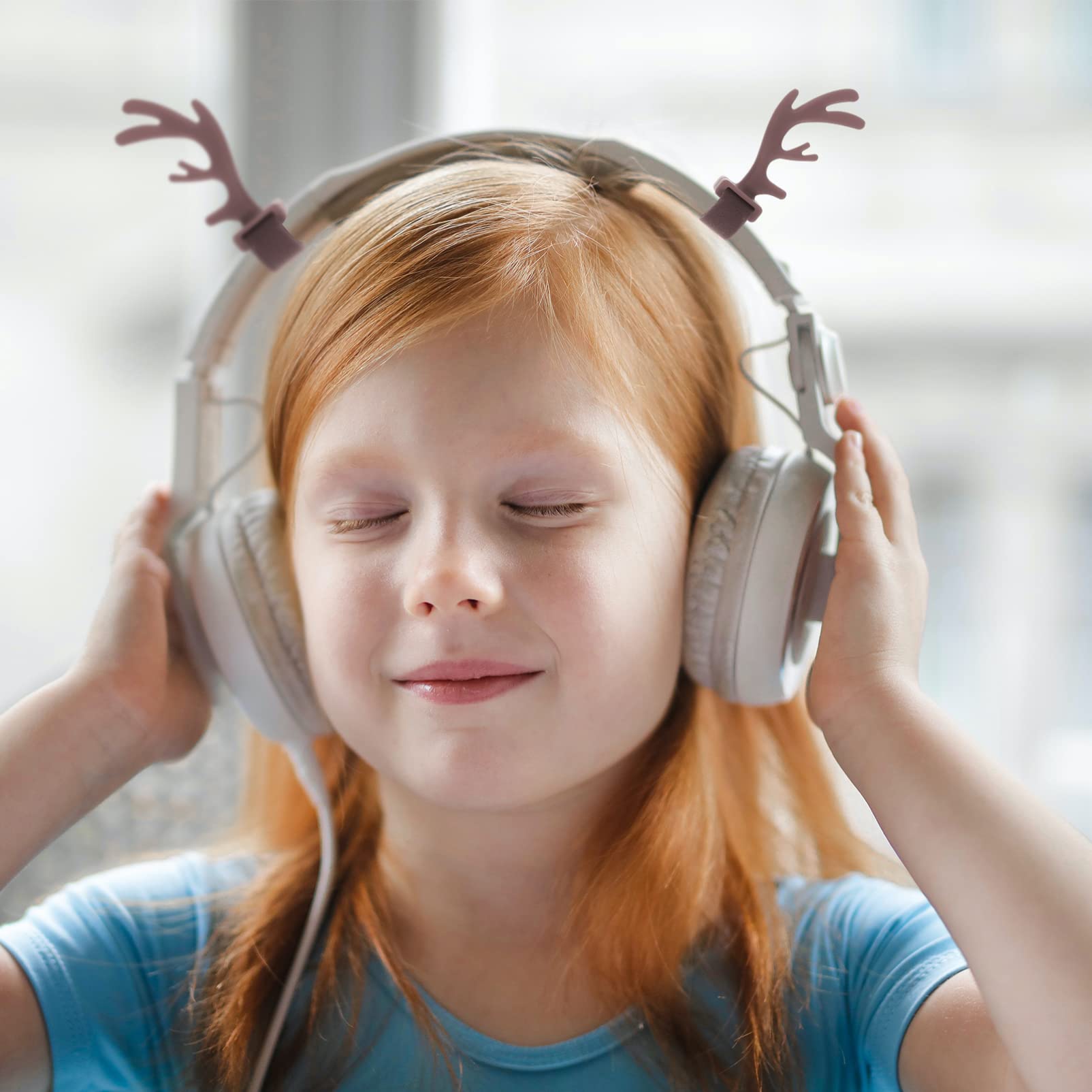 Gatuida 5 Pairs Soft Silicone Christmas Headband Antlers - Cute Reindeer Ear Headphones Accessories for Cosplay, Holiday Decor & Festive Parties - Perfect for Christmas Costumes, Office Celebrations & Family Gatherings