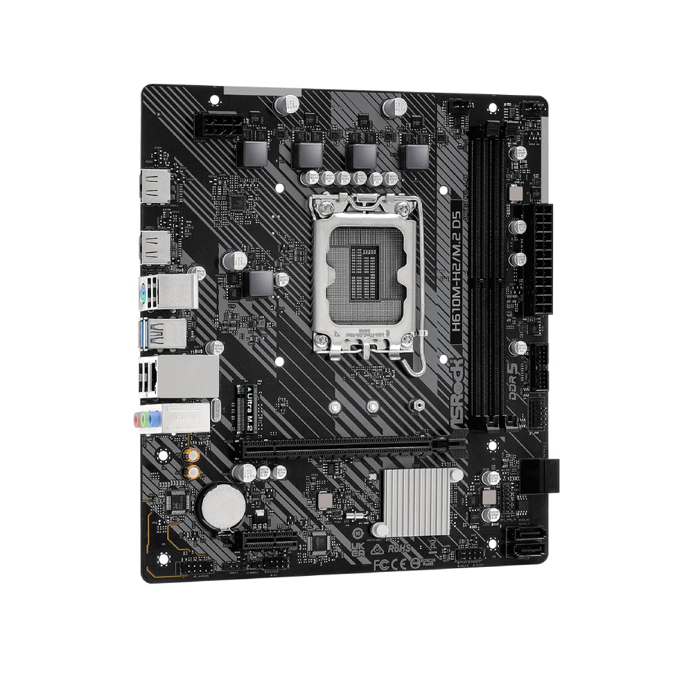 ASRock H610M-H2/M.2 DDR5 Micro ATX Motherboard - LGA 1700 Socket, Intel 12th/13th Gen Ready, Dual M.2 Slots, PCIe 4.0 - Perfect for Gaming PC Builds & Home Office Workstations