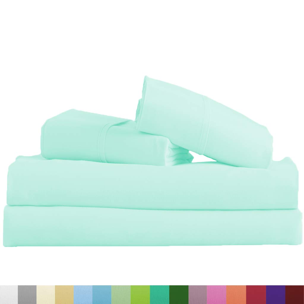 Luxury 1800 Thread Count Hotel Bed Sheets Set - King Size Deep Pocket Wrinkle & Fade Resistant Soft Breathable Bedding (Aqua Blue) for Master Bedroom, Guest Room & Airbnb
