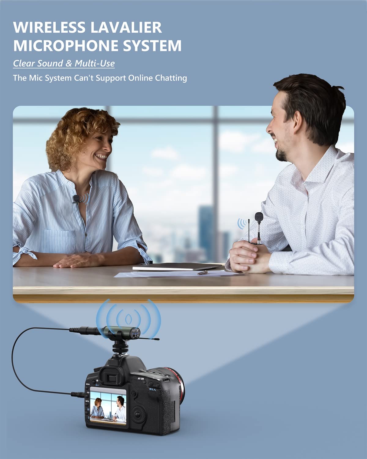 Professional Wireless Microphone System - Dual Transmitter & Receiver with Lavalier/Headset Mic - Rechargeable Bodypack for PA Speakers, Cameras, Video Recording - Perfect for Teaching, Church Services, Interviews, YouTube Videos & Live Streaming