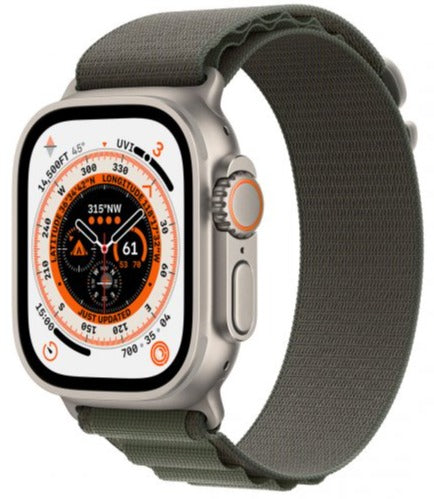 Apple Watch Ultra 49mm (GPS + Cellular) Titanium Case with Green Alpine Loop - MQEX3LL/A - Smartwatch for Fitness Tracking, Outdoor Adventures & Daily Wear