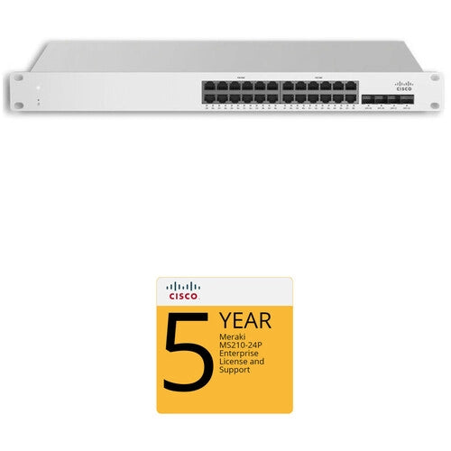 Cisco MS225 24-Port Gigabit Ethernet Switch with 5-Year Enterprise License & Support - Ideal for Business Networks, Office Connectivity & Data Center Deployment